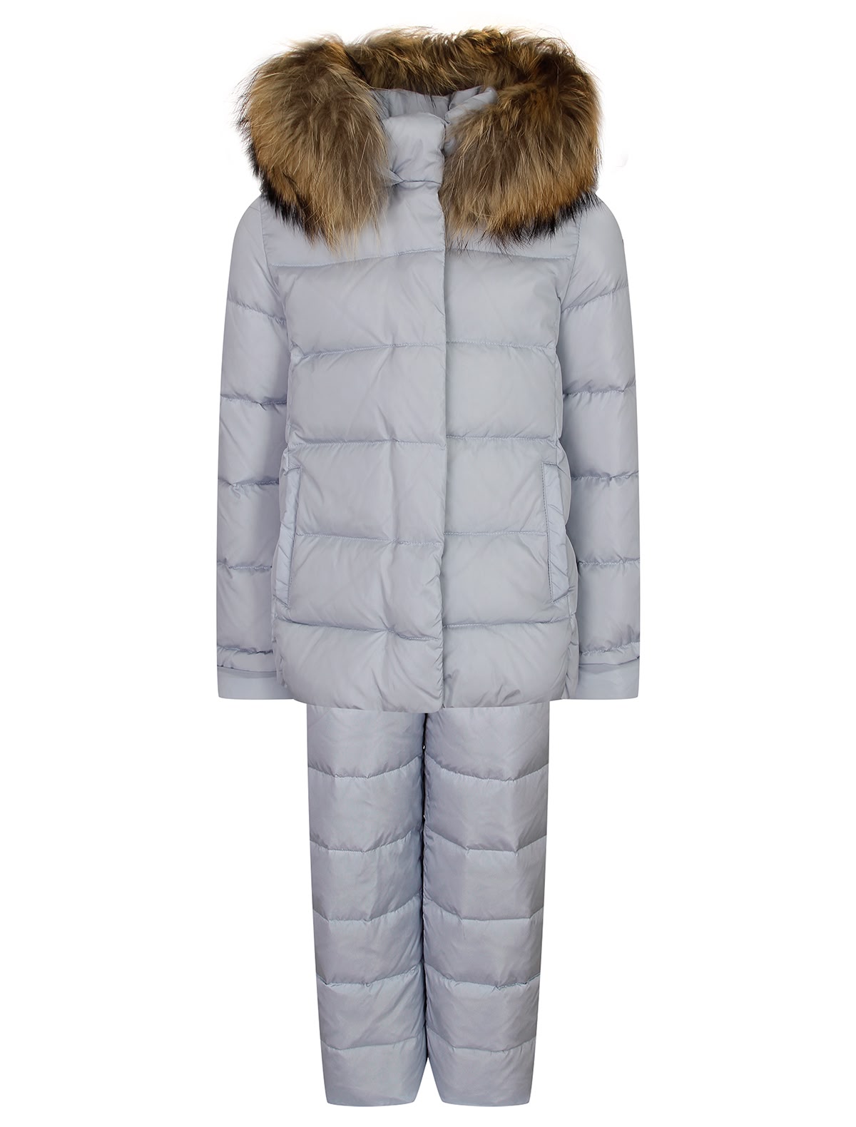 Серо-голубой пуховый комплект