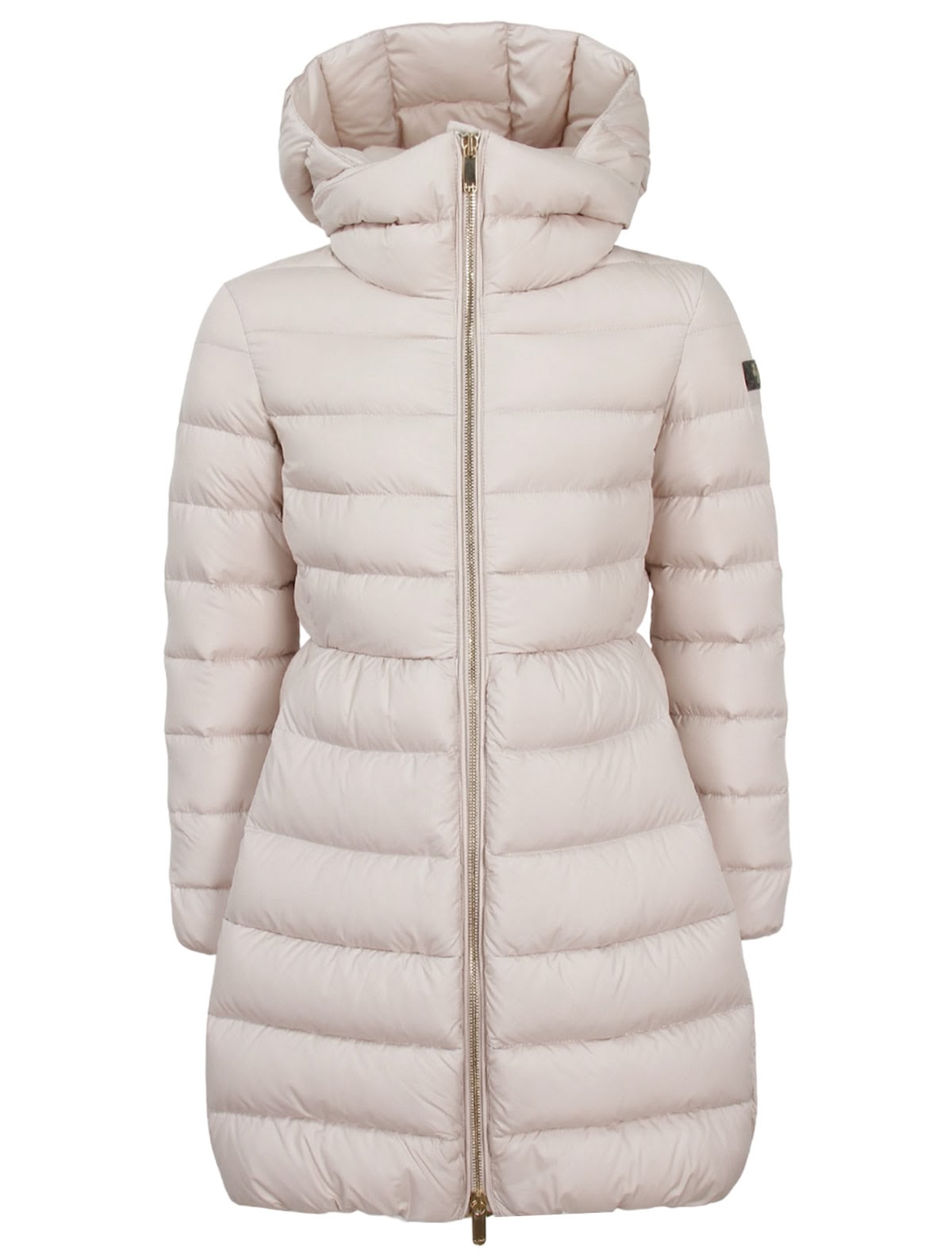 Бежевое пальто пуховое