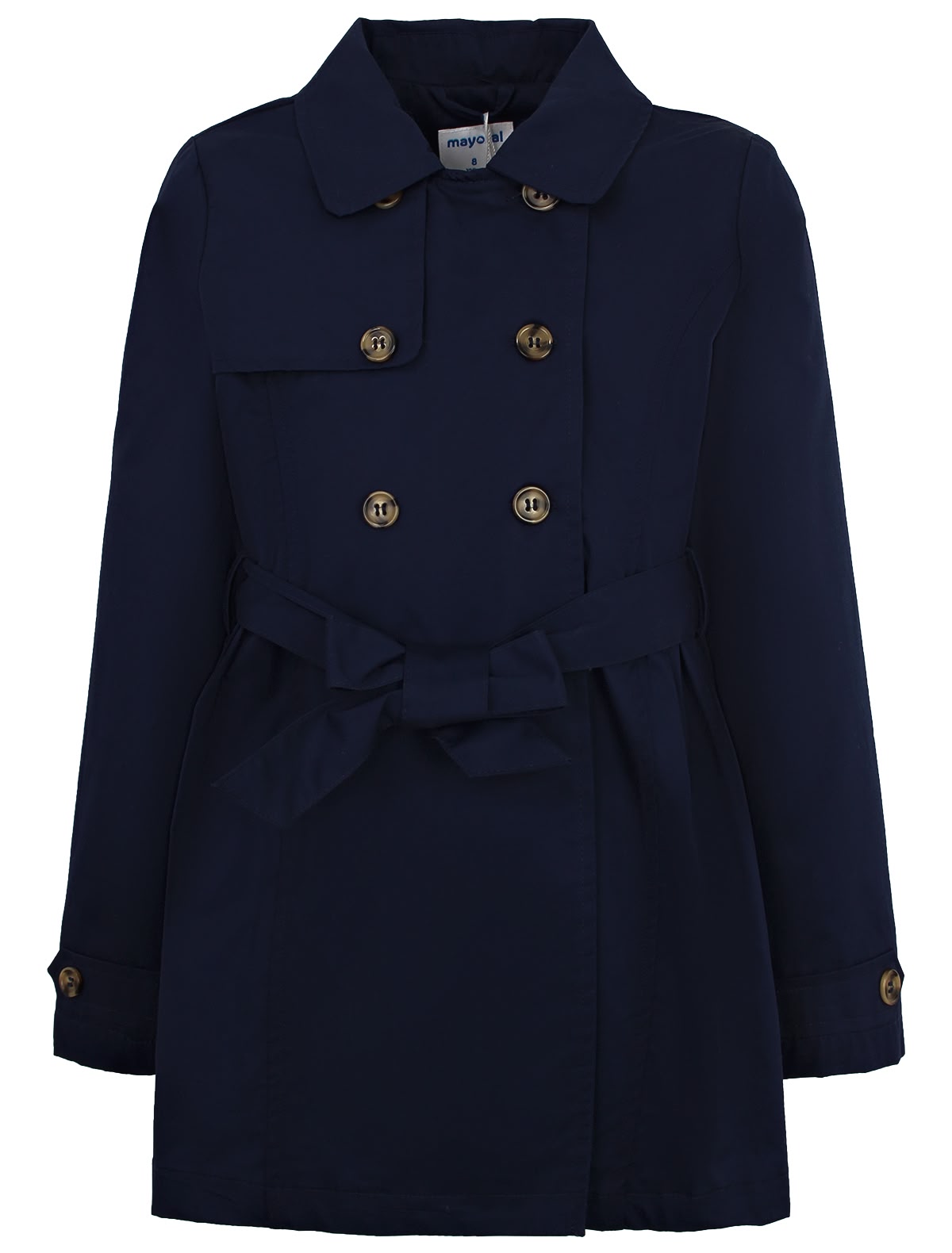 Синий двубортный плащ