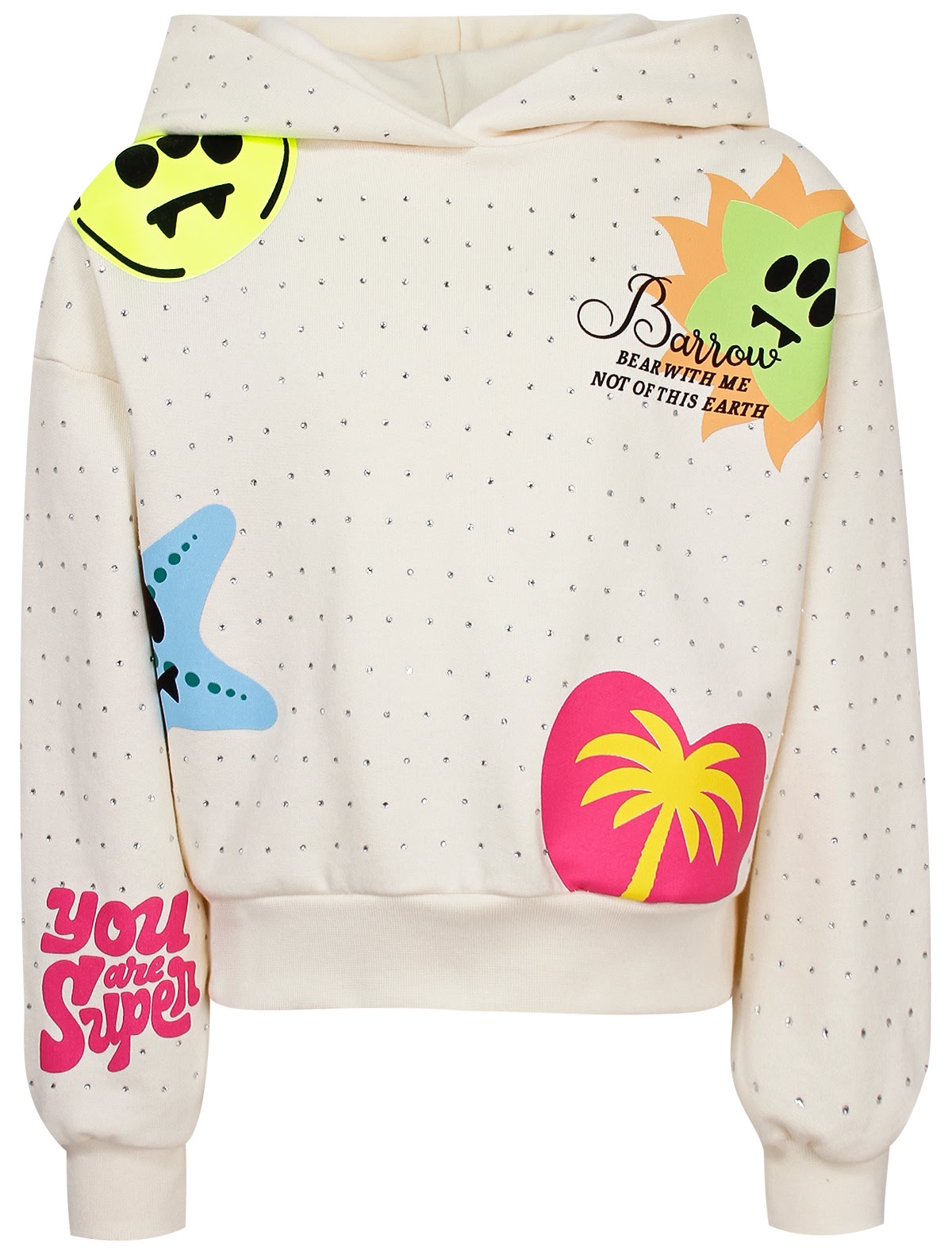 Кремовое худи со стразами