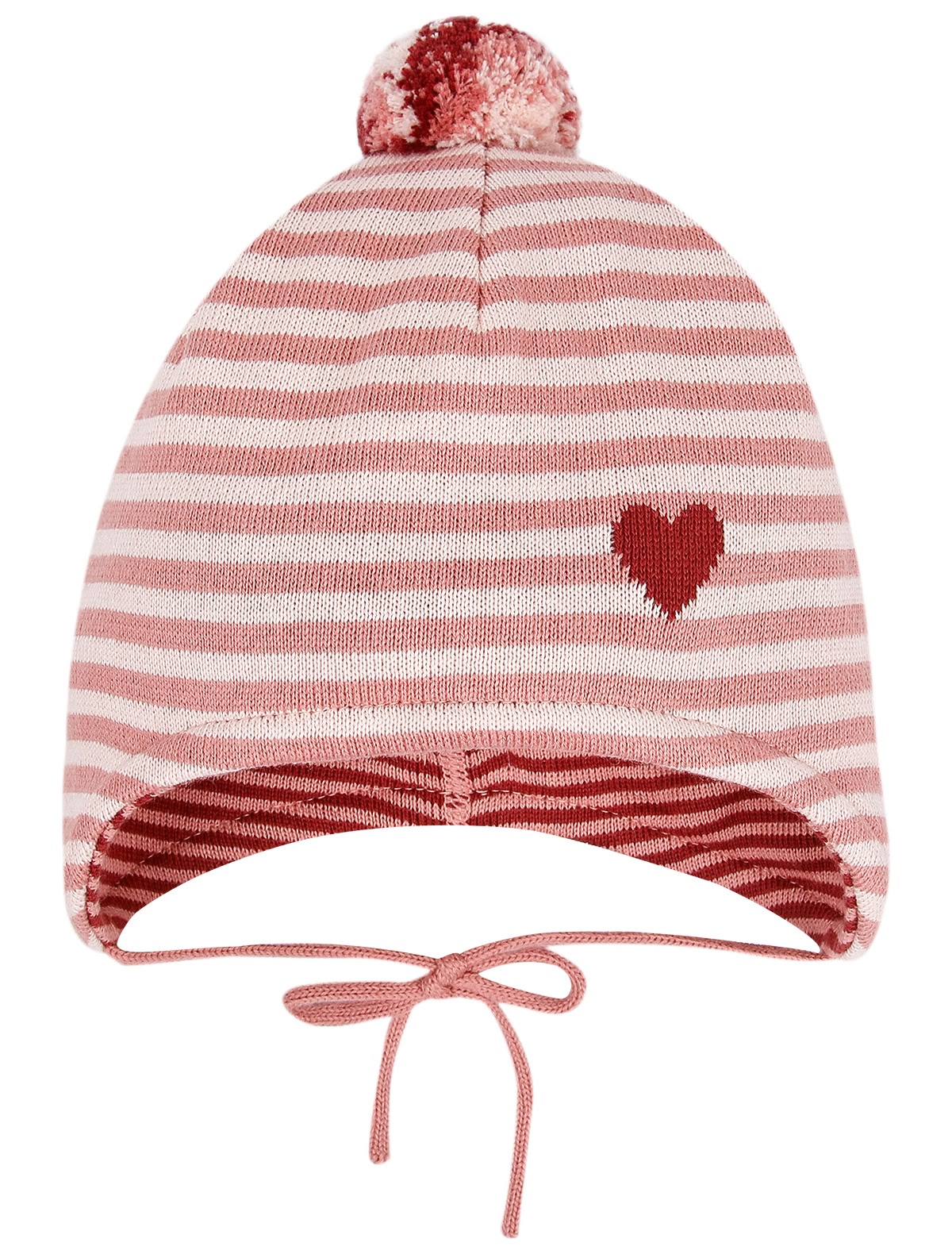 Шапка с помпоном и завязками