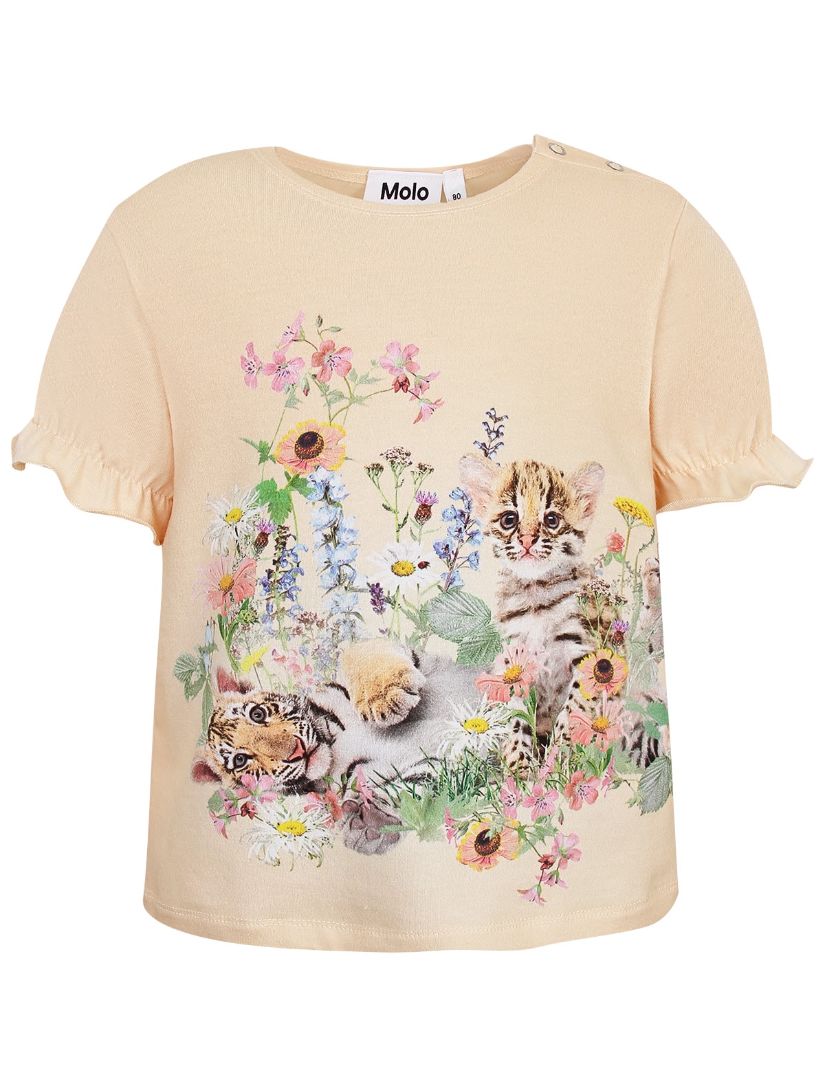 Футболка с цветами и тигрятами