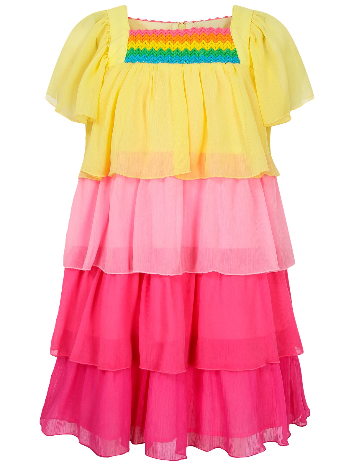 Разноцветное многослойное платье