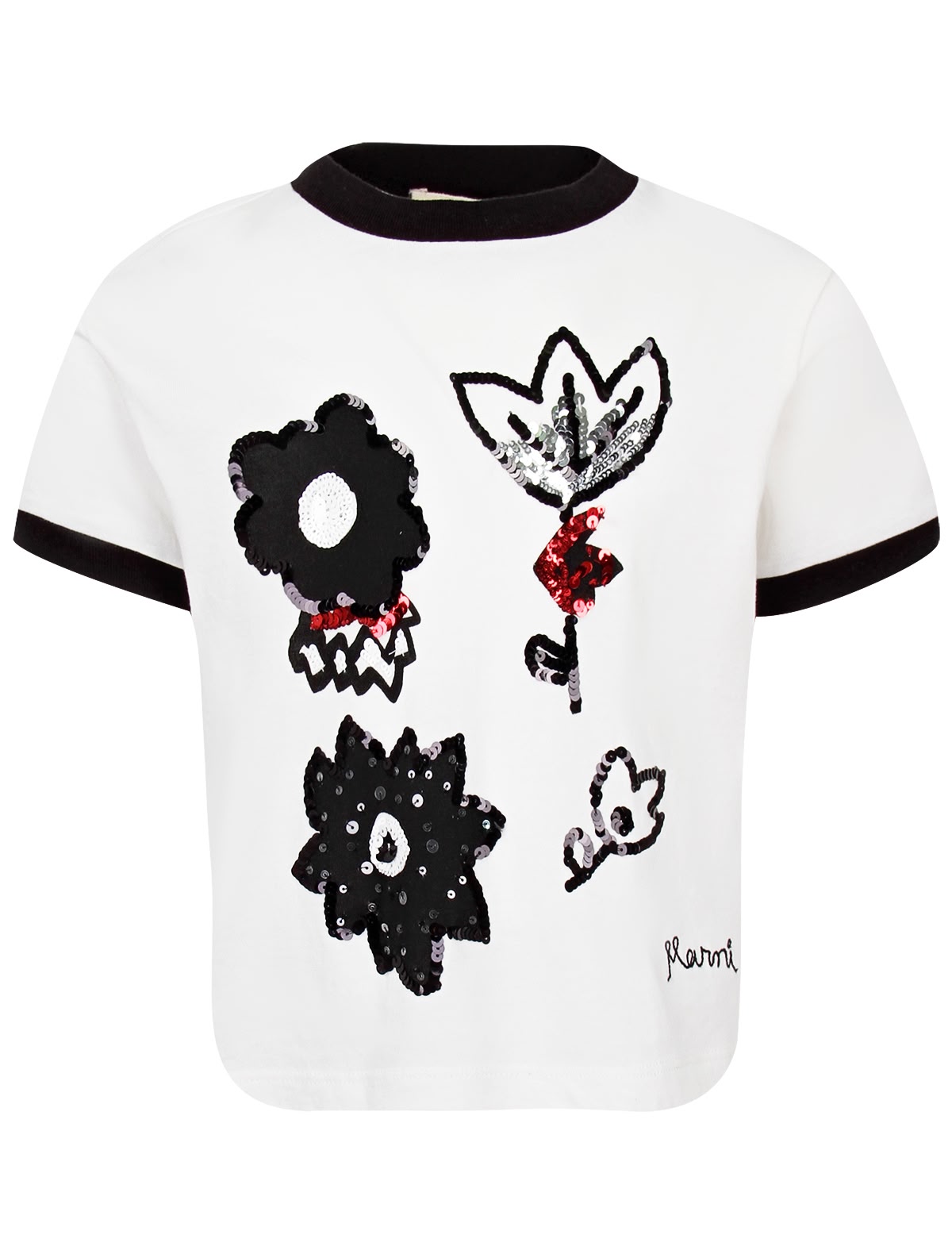 Футболка с цветами из пайеток