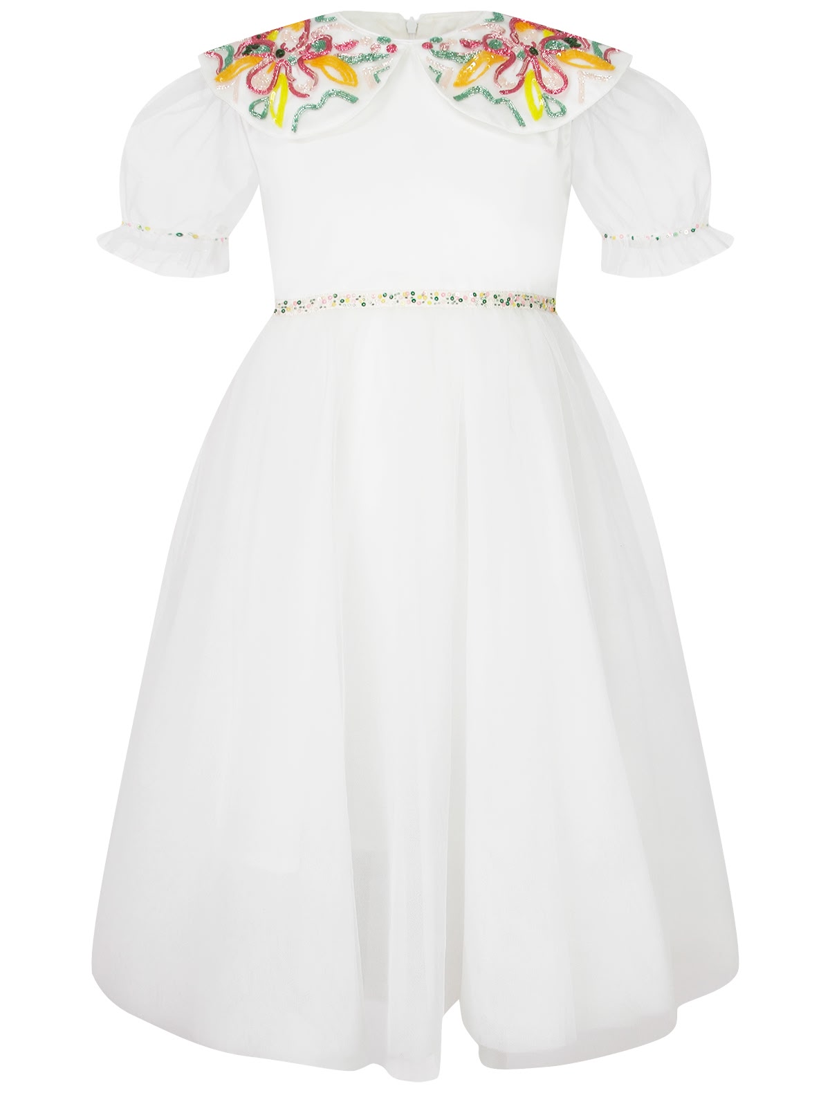 Воздушное платье с вышивкой на воротнике