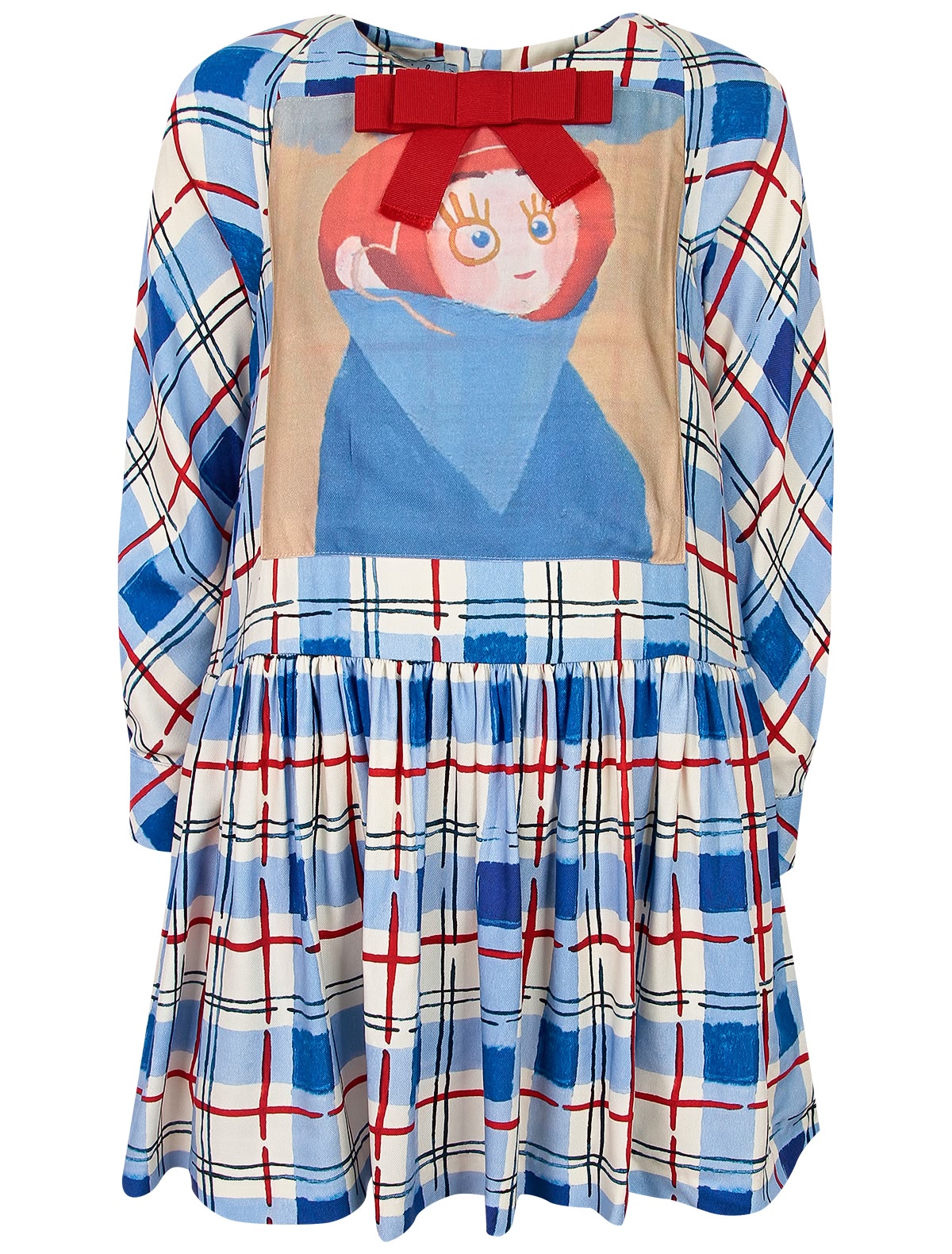 Платье в клетку с бантом