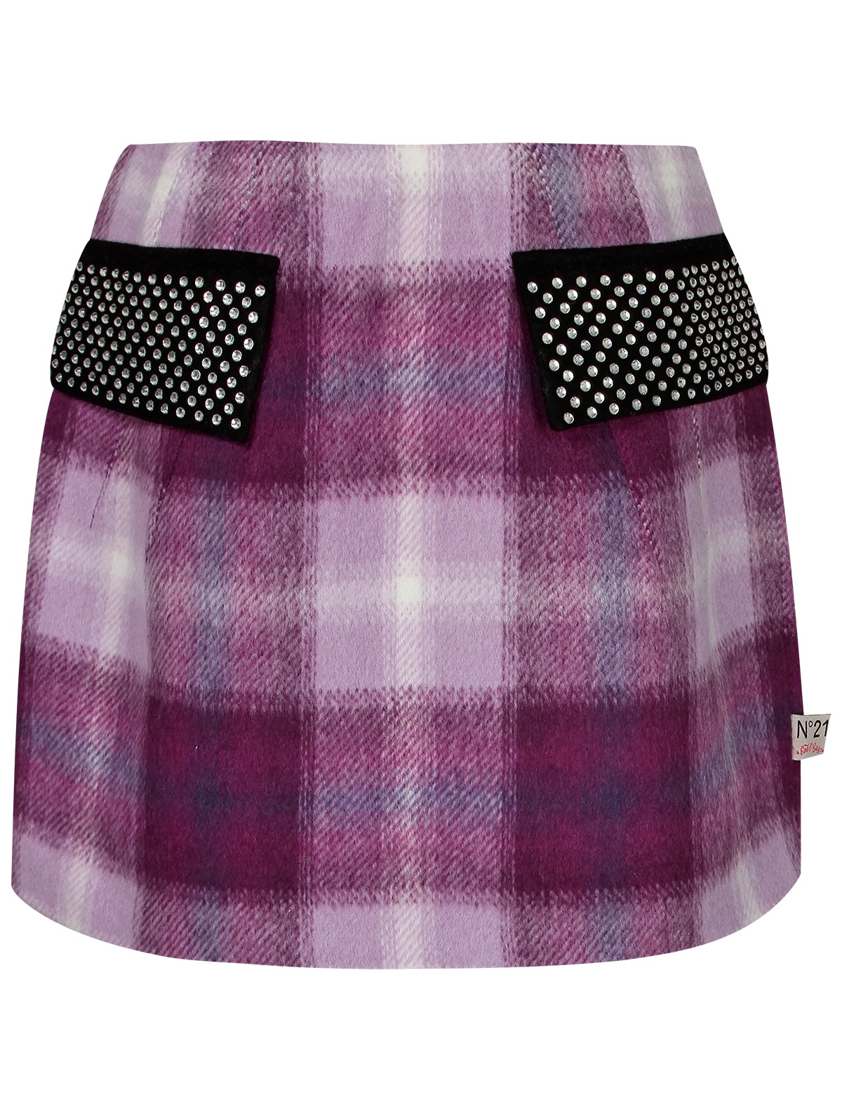 Юбка в крупную клетку с декоративными карманами