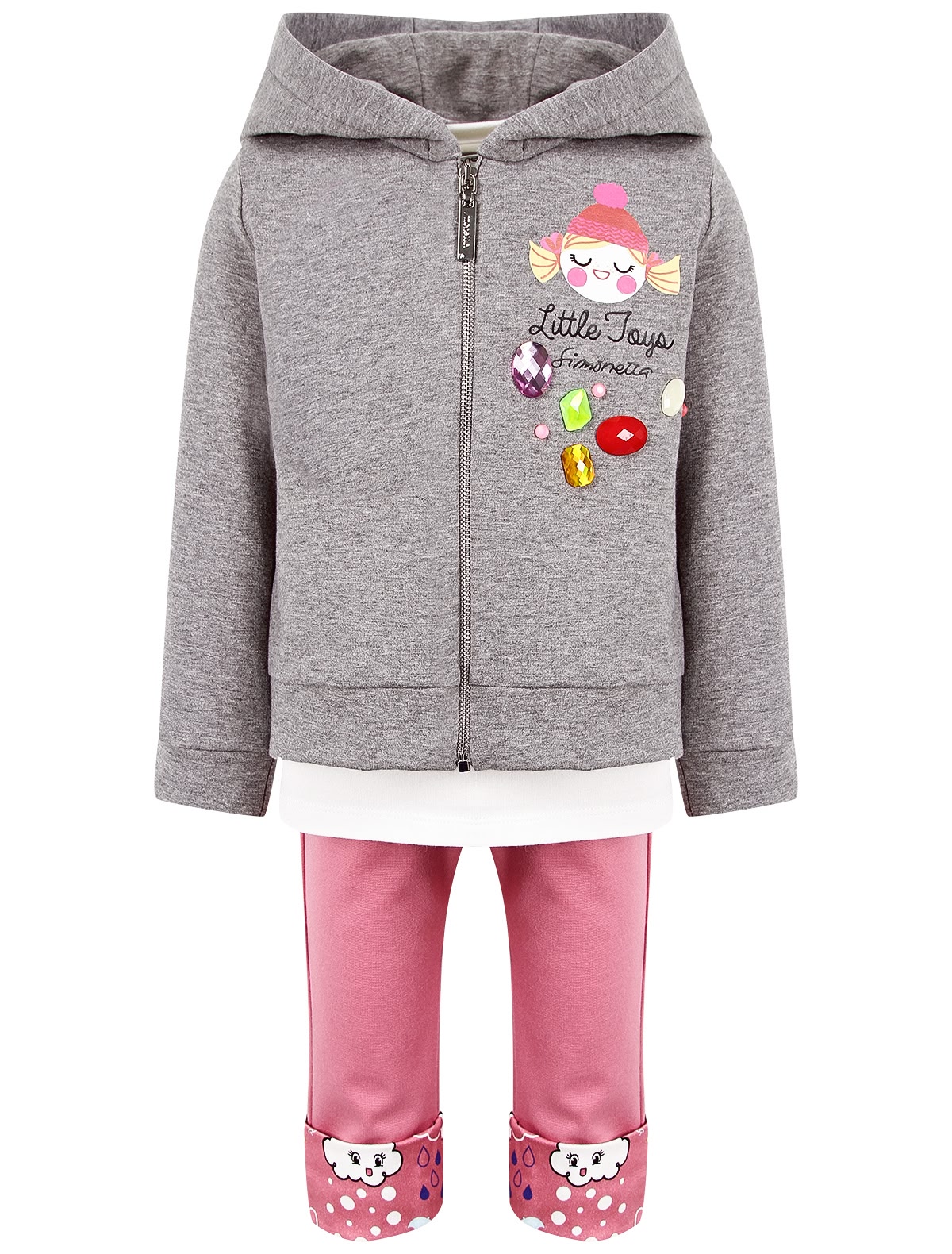 Комплект из толстовки с принтом, лонгслива и брюк