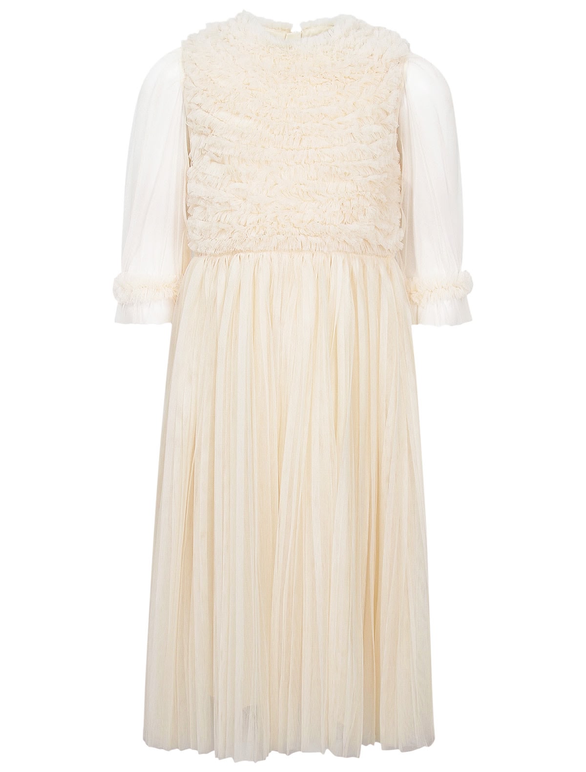 Кремовое платье с прозрачными рукавами