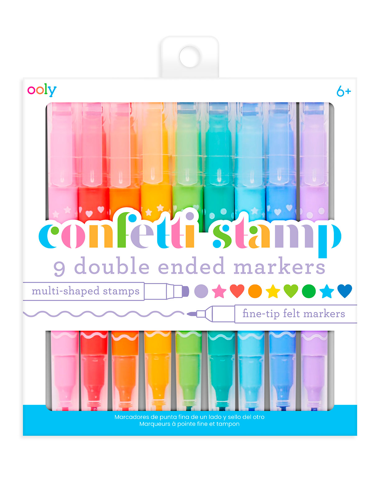 Набор двусторонних цветных фломастеров со штампами, 9шт.