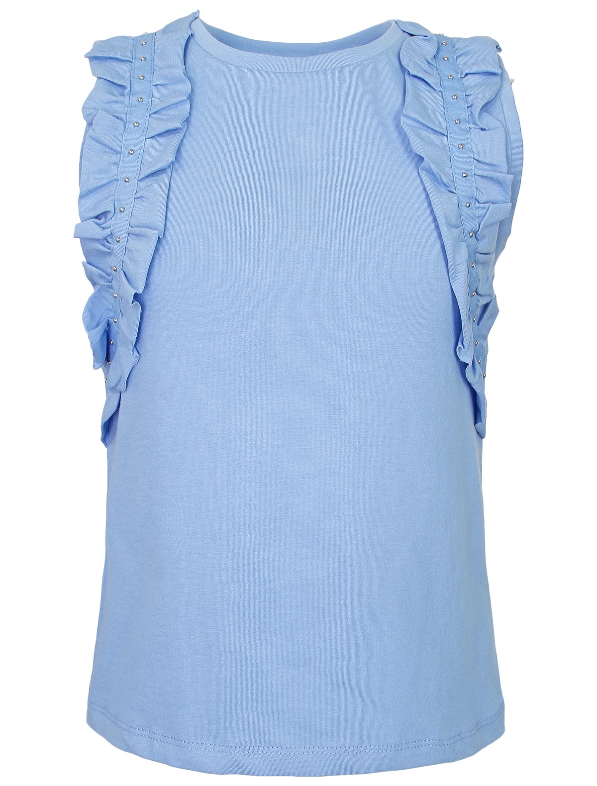 Голубая футболка с рукавами-оборками