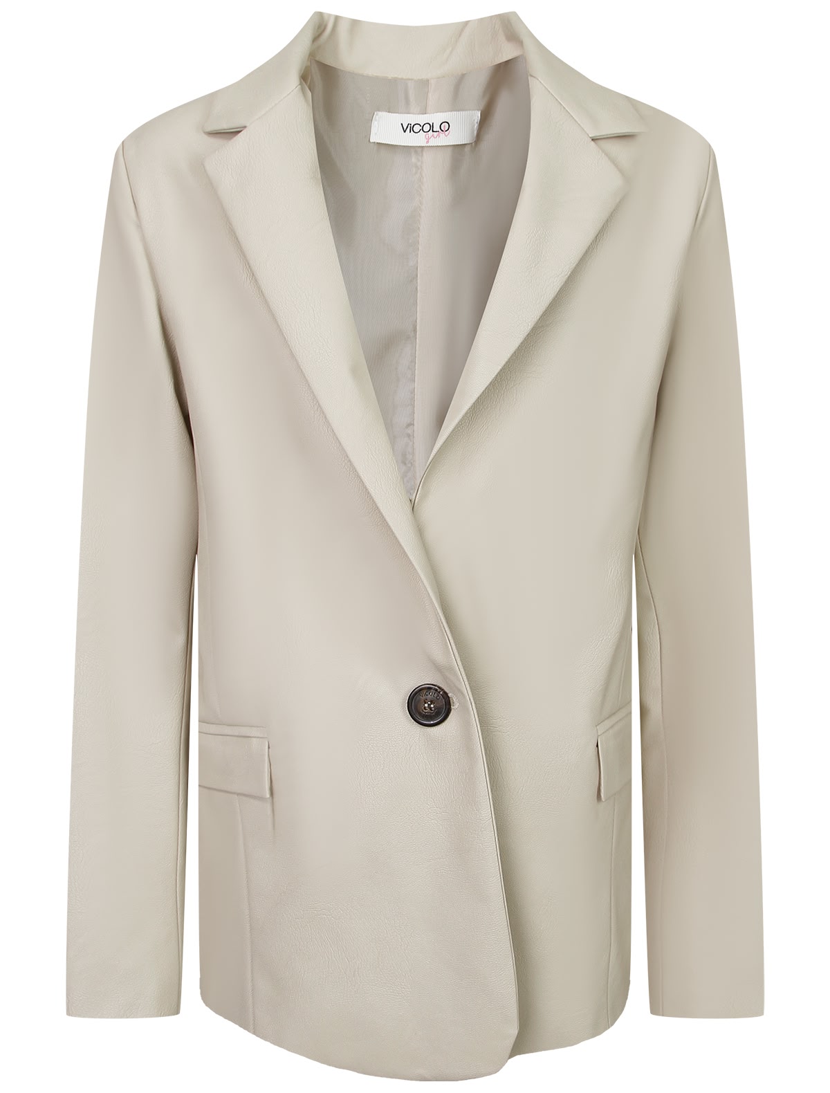 Бежевый пиджак на одной пуговице