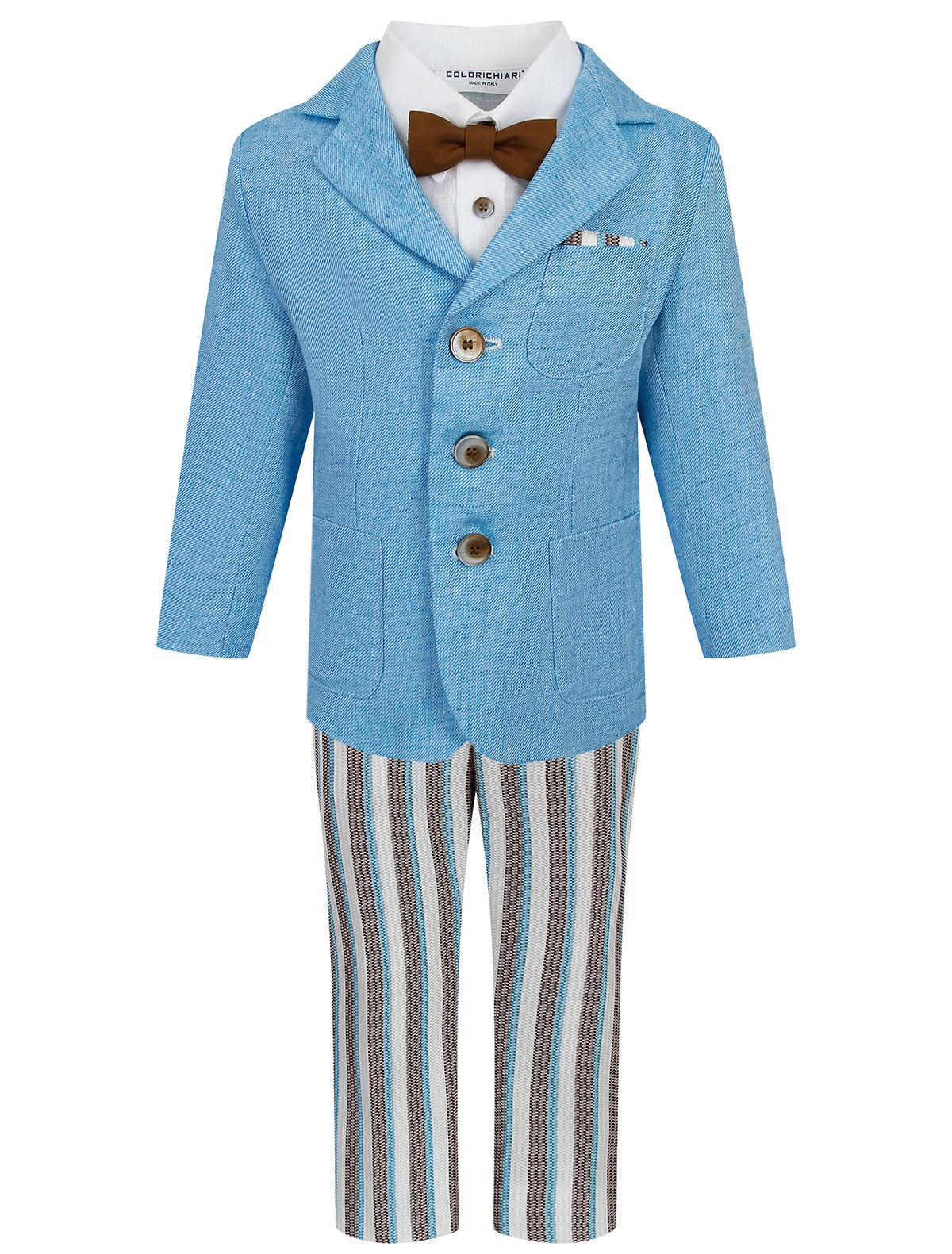 Костюм из льна с брюками в полоску