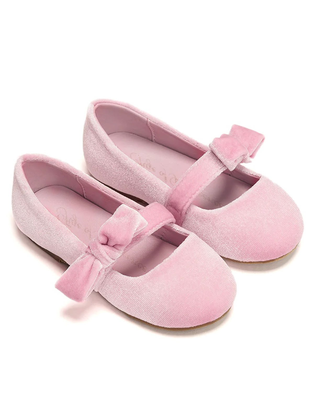 Бархатные розовые балетки с бантиками