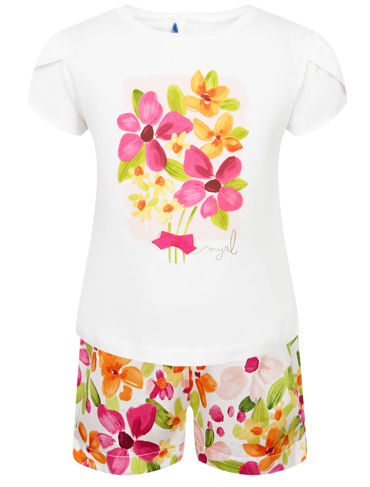 Комплект из футболки и шорт с цветочным принтом