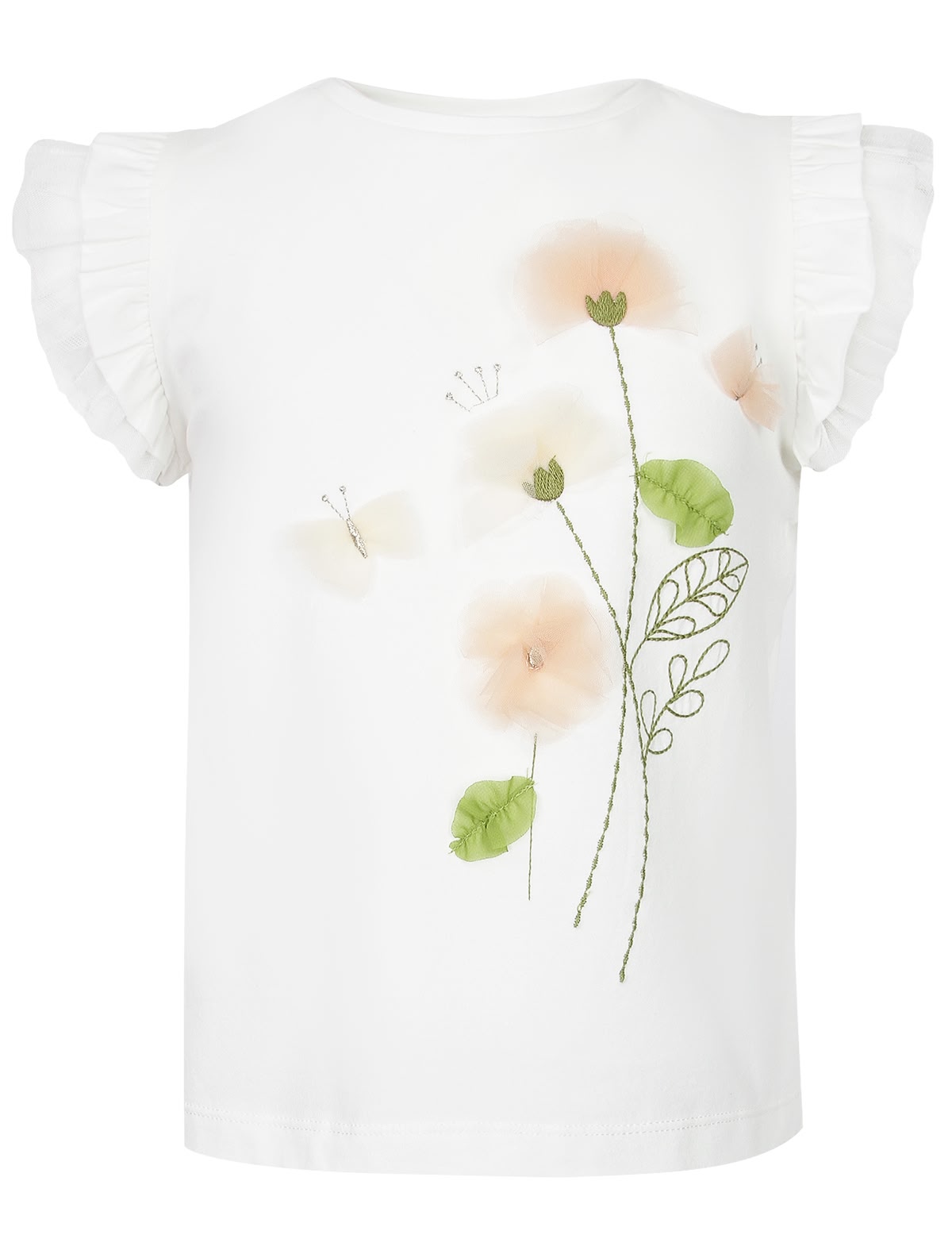 Футболка с цветочной аппликацией