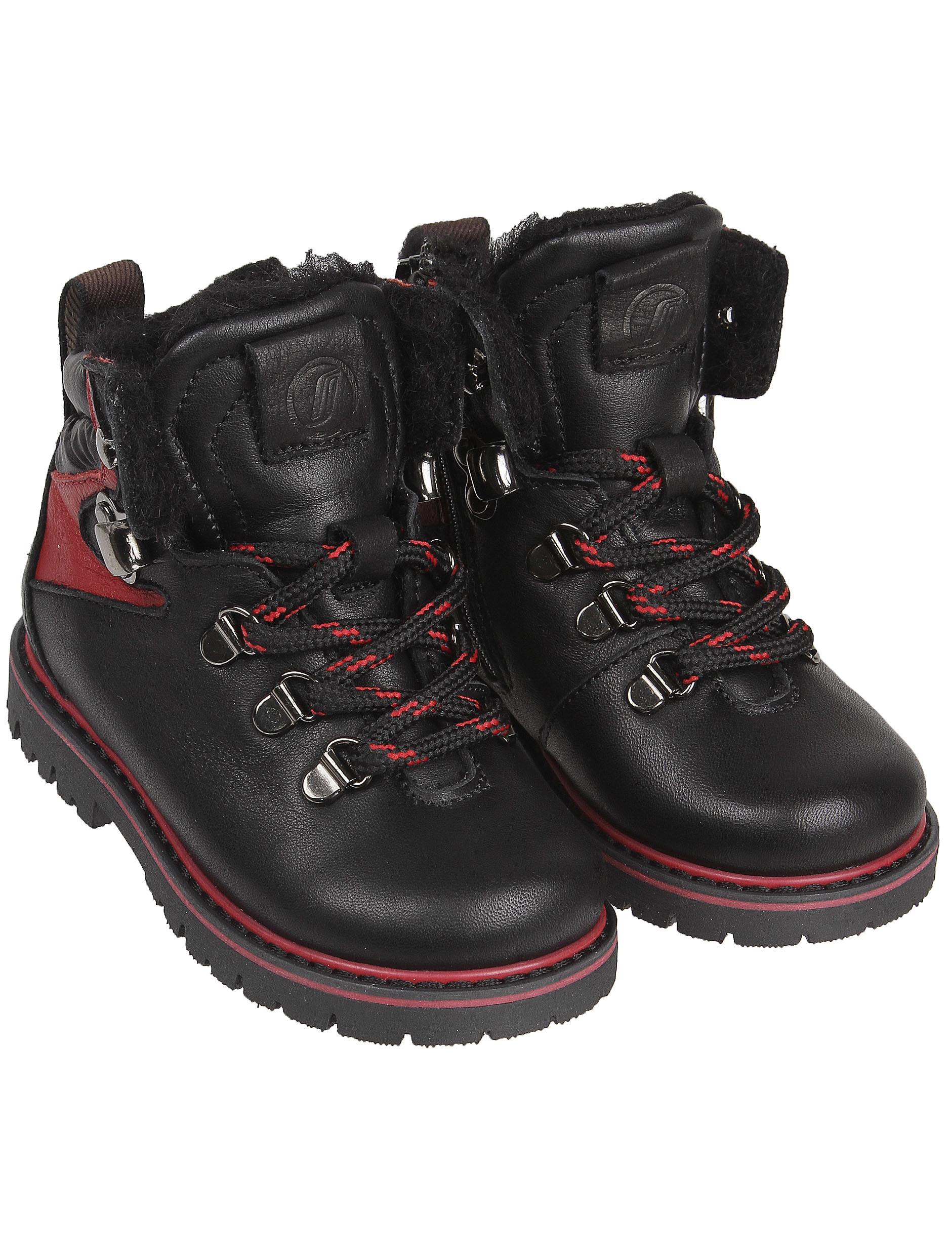 Черные утепленные ботинки из натуральной кожи