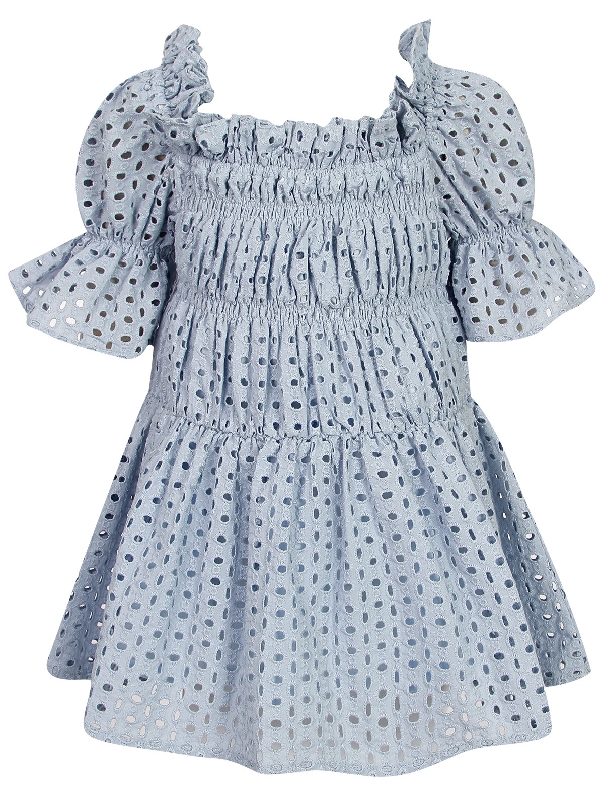 Голубое платье с вышивкой ришелье