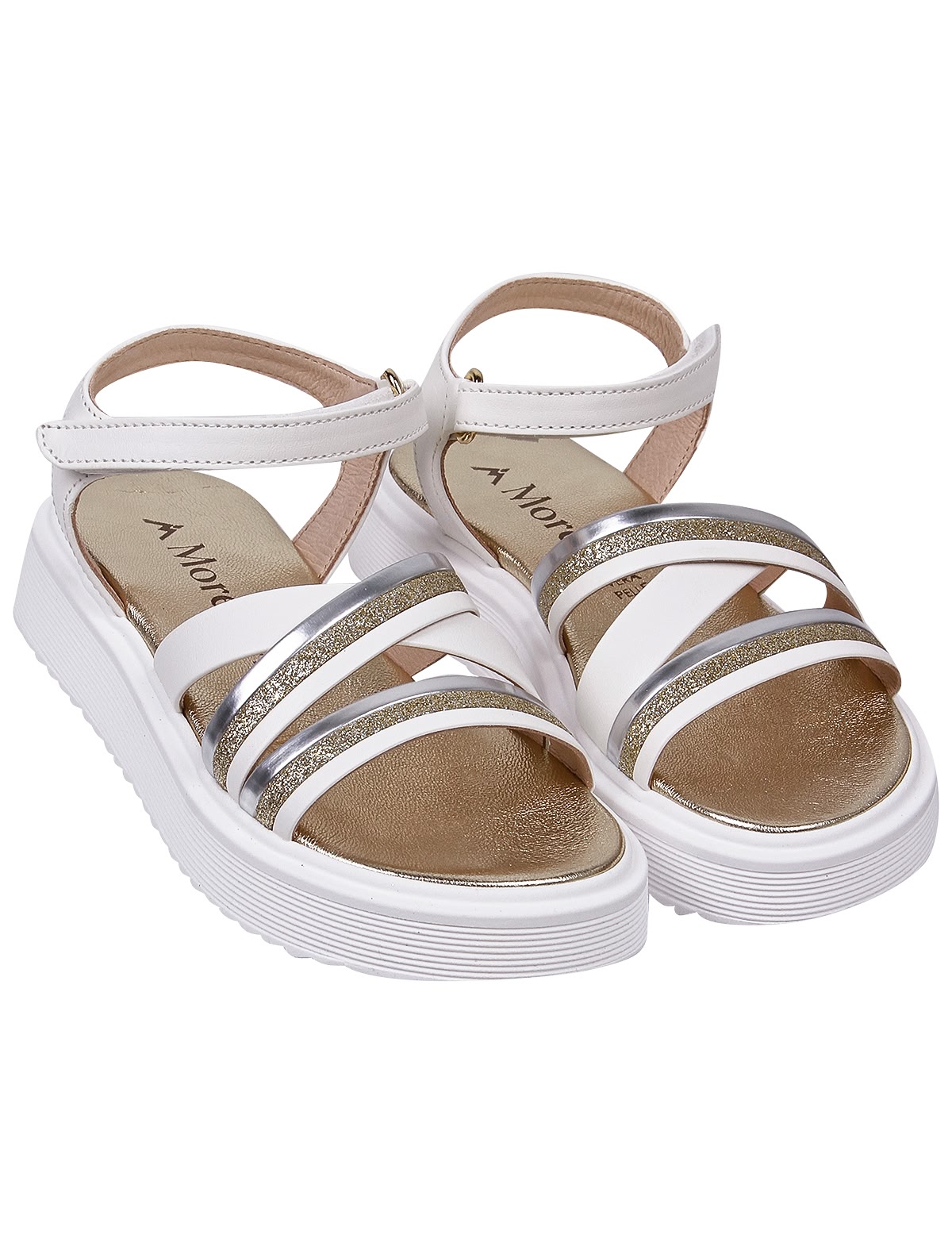 Бело-золотые босоножки