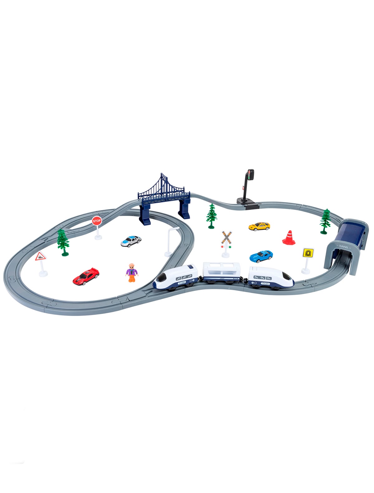 Железная дорога игрушка "Мой город, 70 предметов", на батарейках