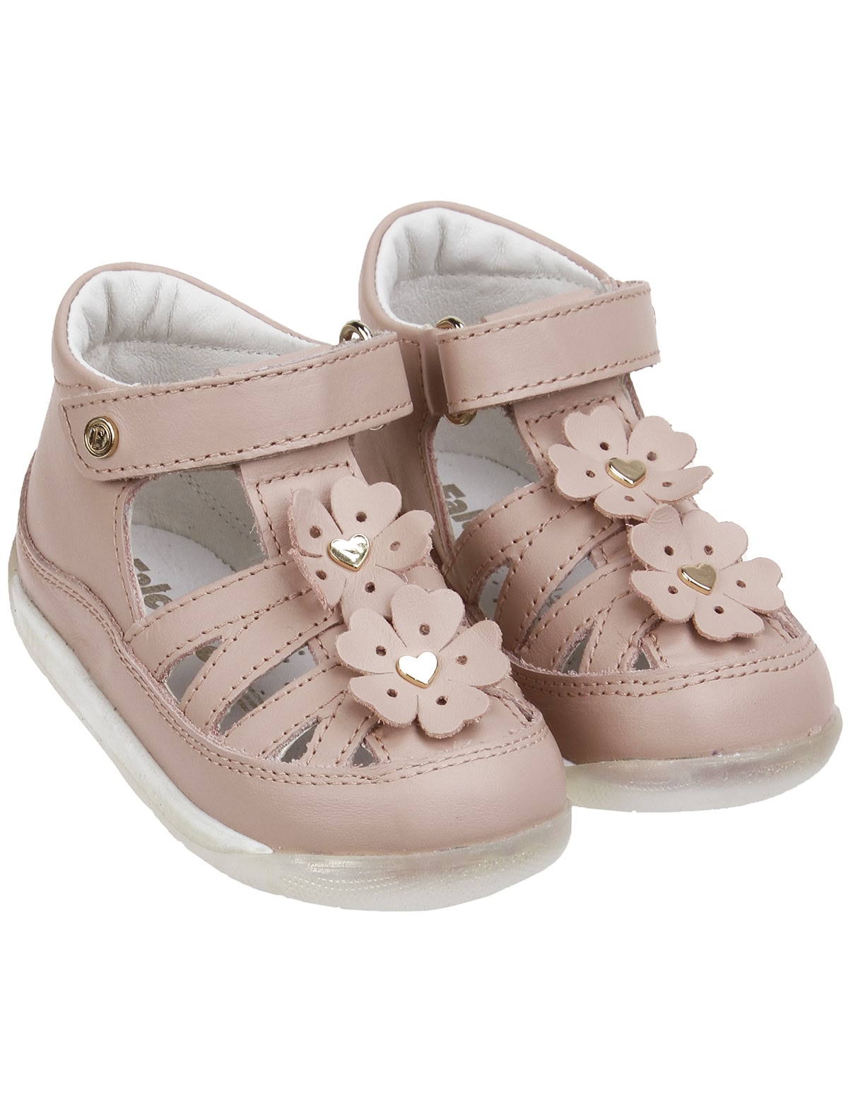 Кожаные туфли с объёмными цветочками