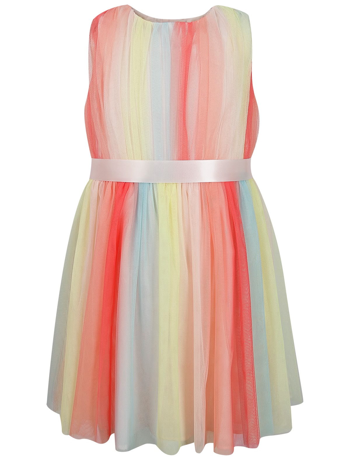 Разноцветное платье с поясом