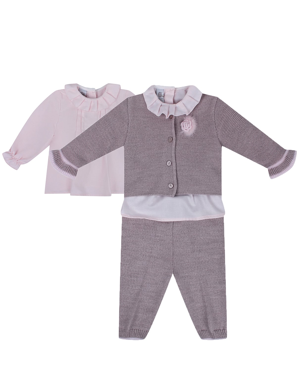 Комплект из кардигана, блузы и брюк