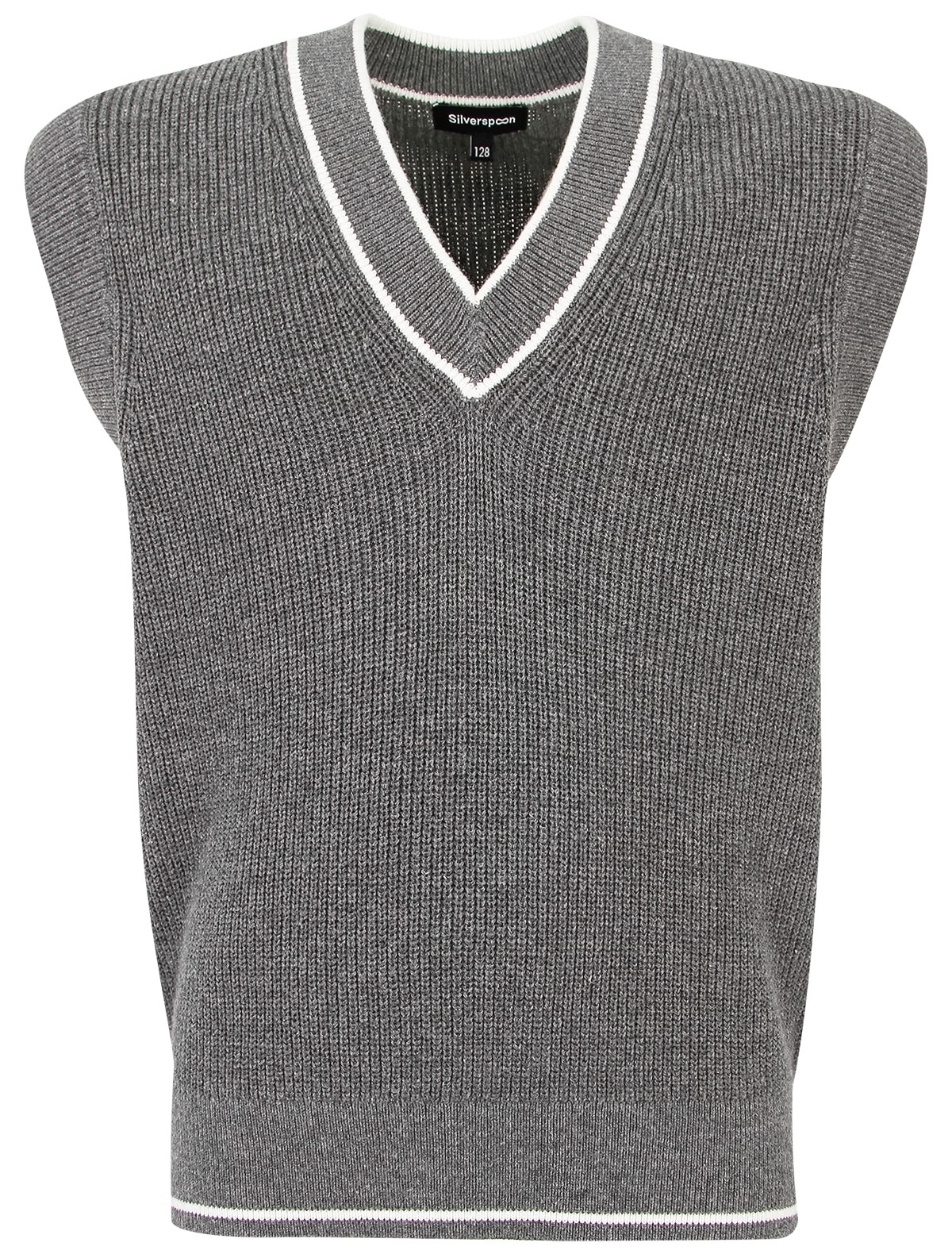 Серый жилет с белой окантовкой