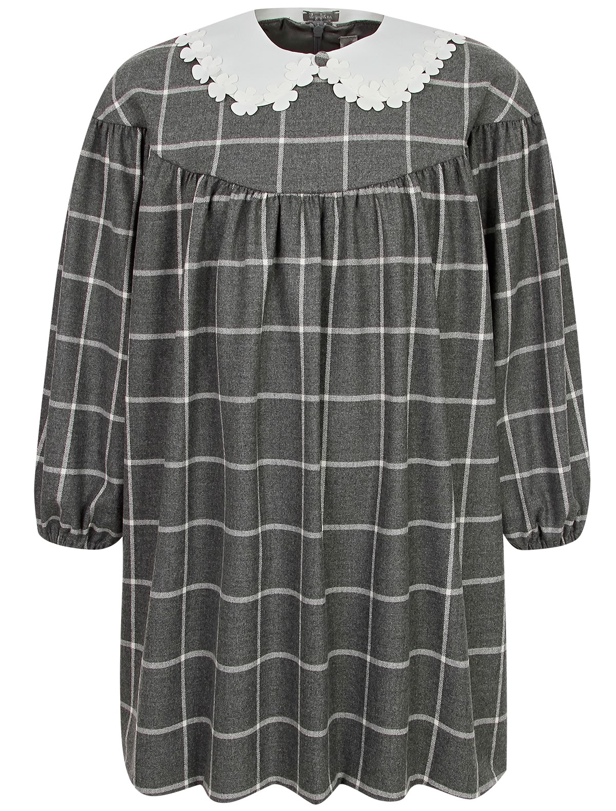 Платье в клетку со съемным воротником