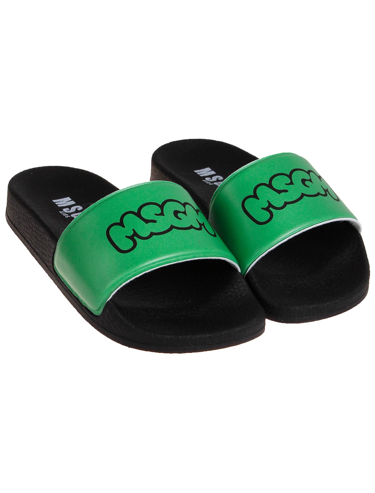 Чёрно-зелёные пляжные шлёпанцы