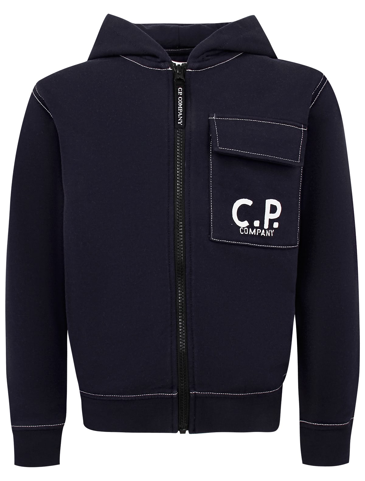 Синяя толстовка с накладным карманом