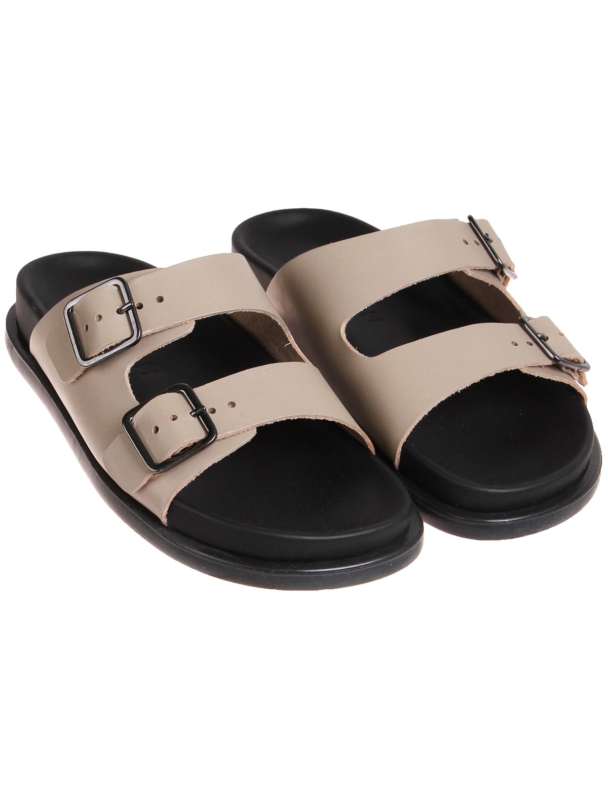 Бежевые шлепанцы из натуральной кожи