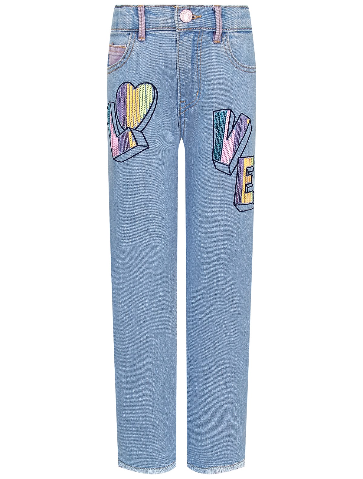 Голубые джинсы с пайетками