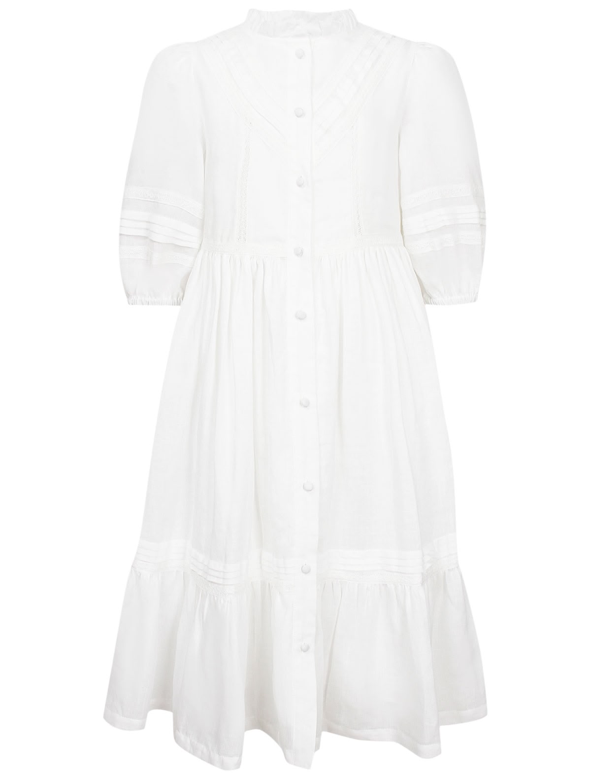 Белое платье из рами и хлопка