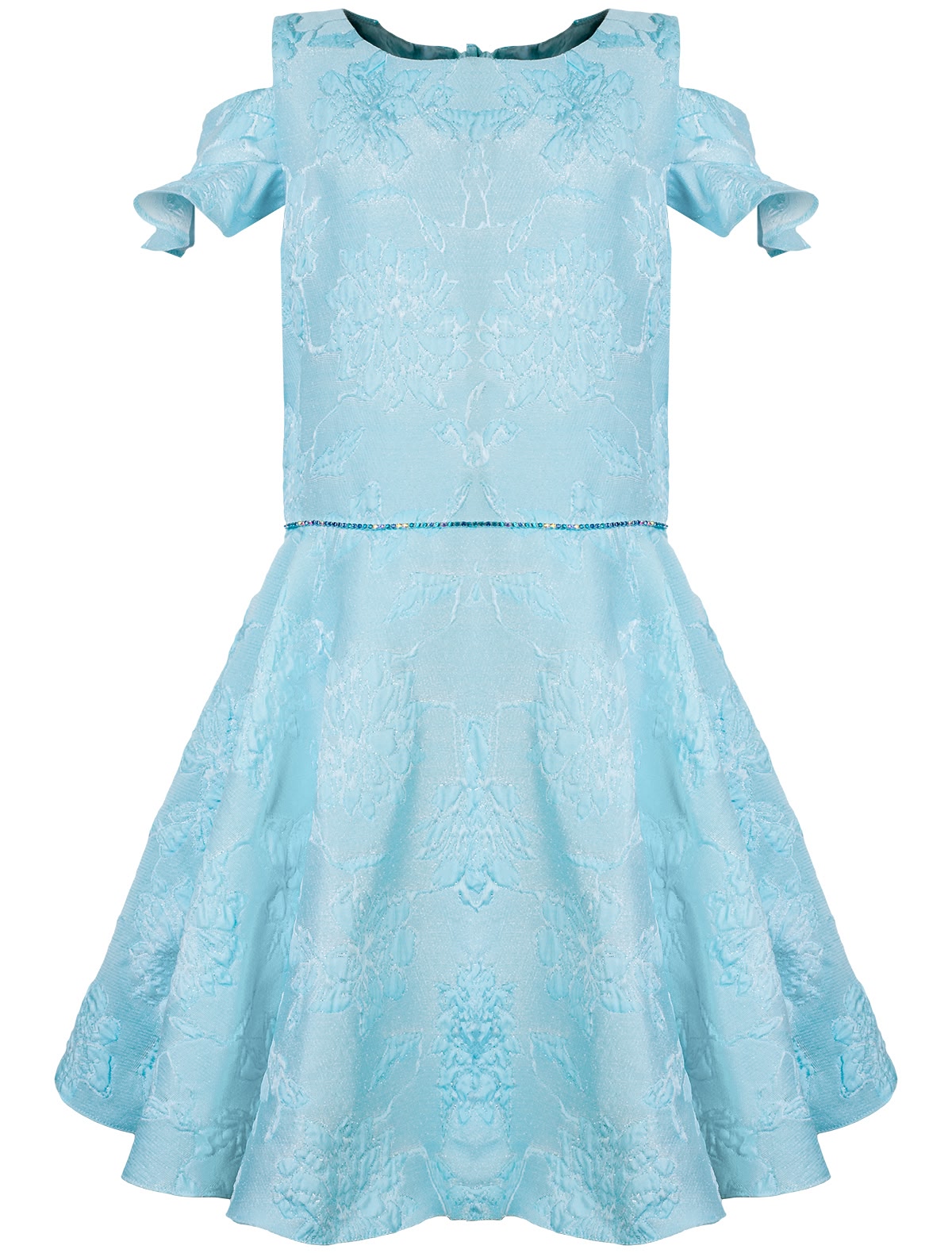 голубое Платье с разрезами на рукавах