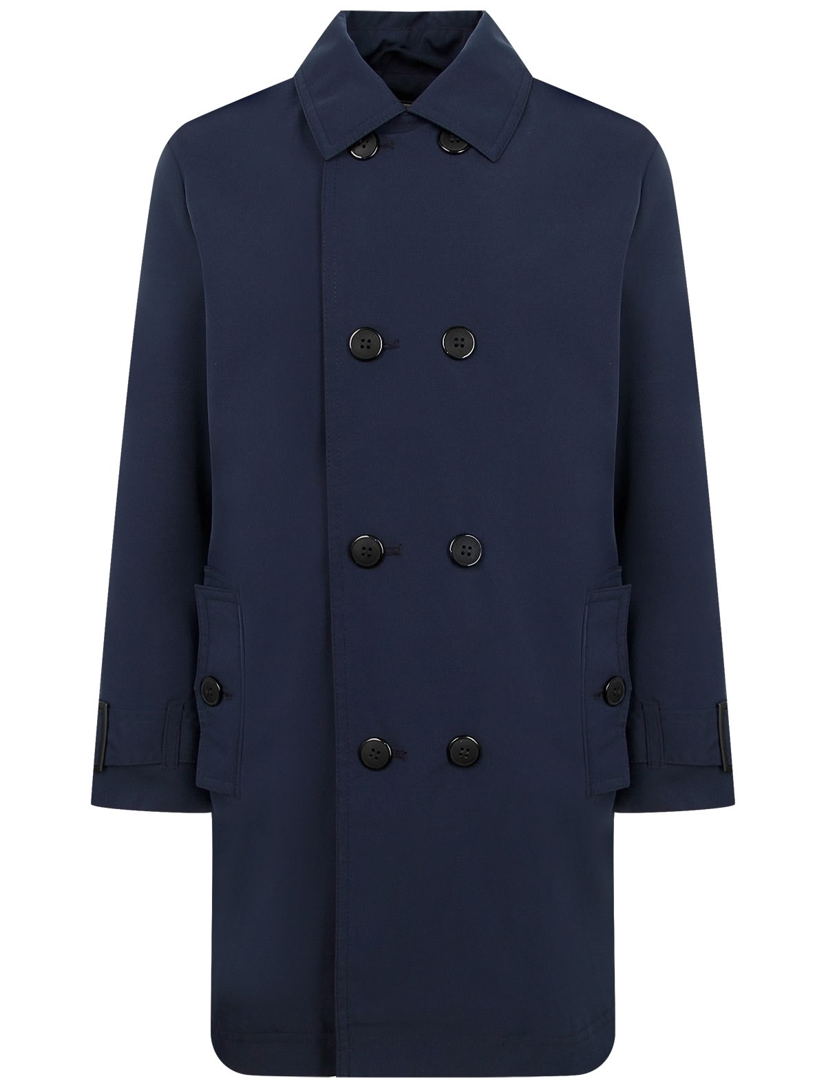 двубортный тёмно-синий Плащ