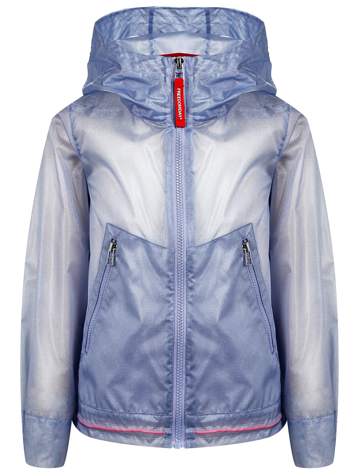 Сиреневая прозрачная ветровка с капюшоном