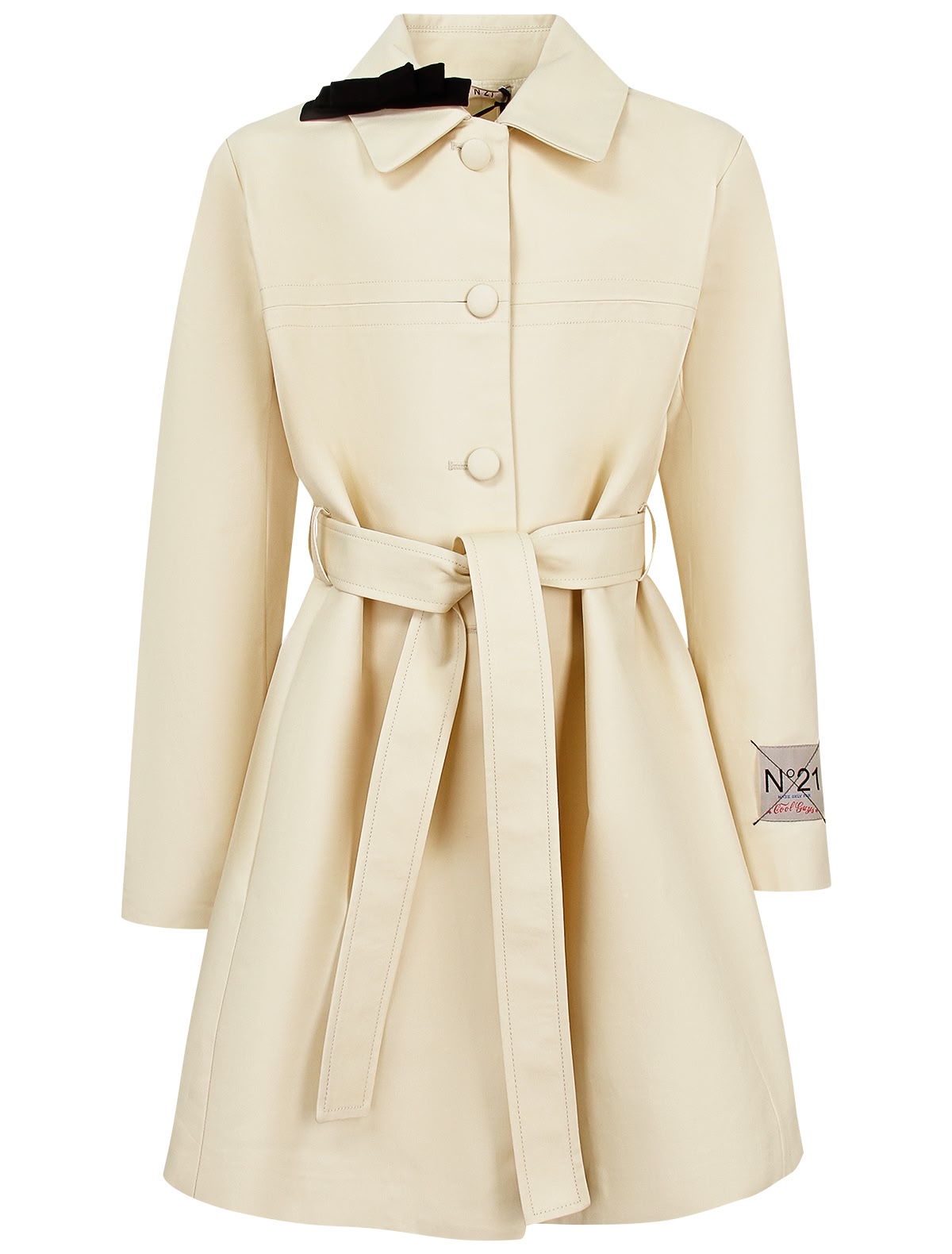 Кремовый однобортный плащ