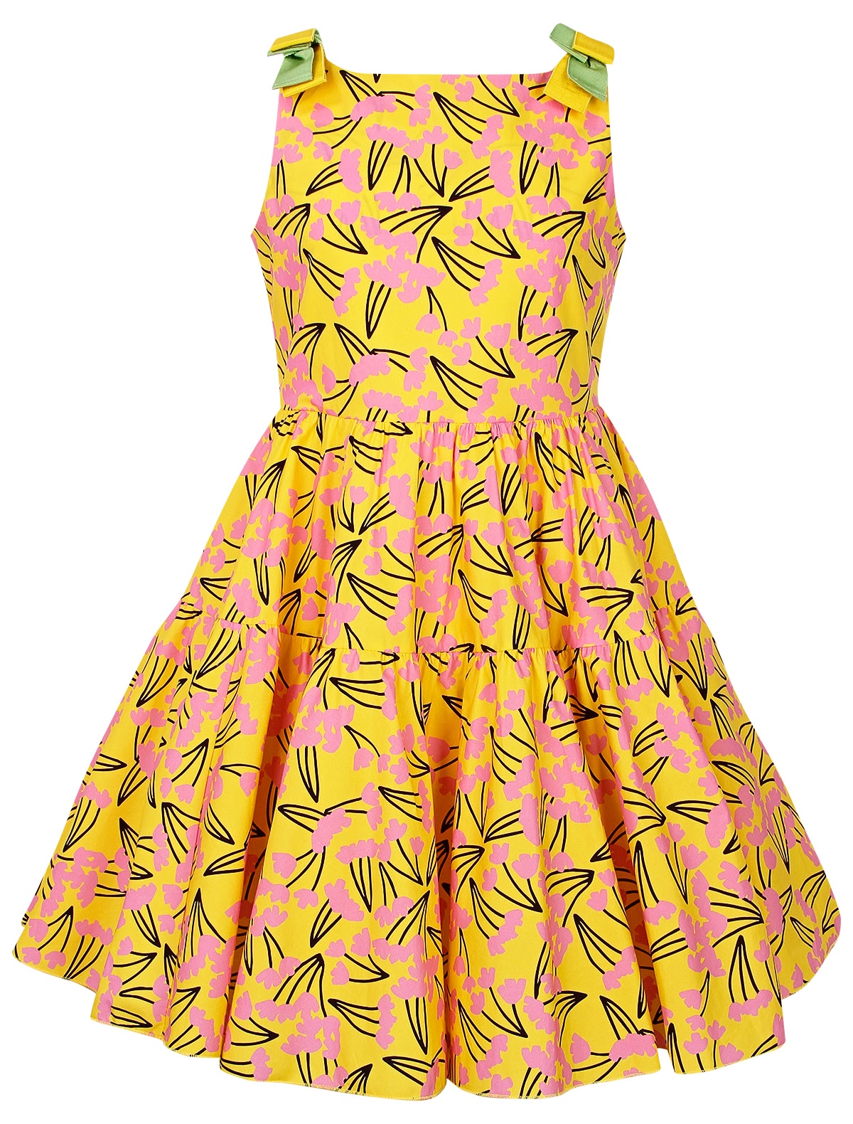 Горчичное платье с принтом