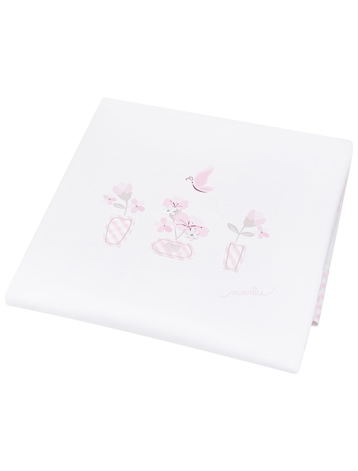 Белый плед с принтом "вазы" 90х70 см