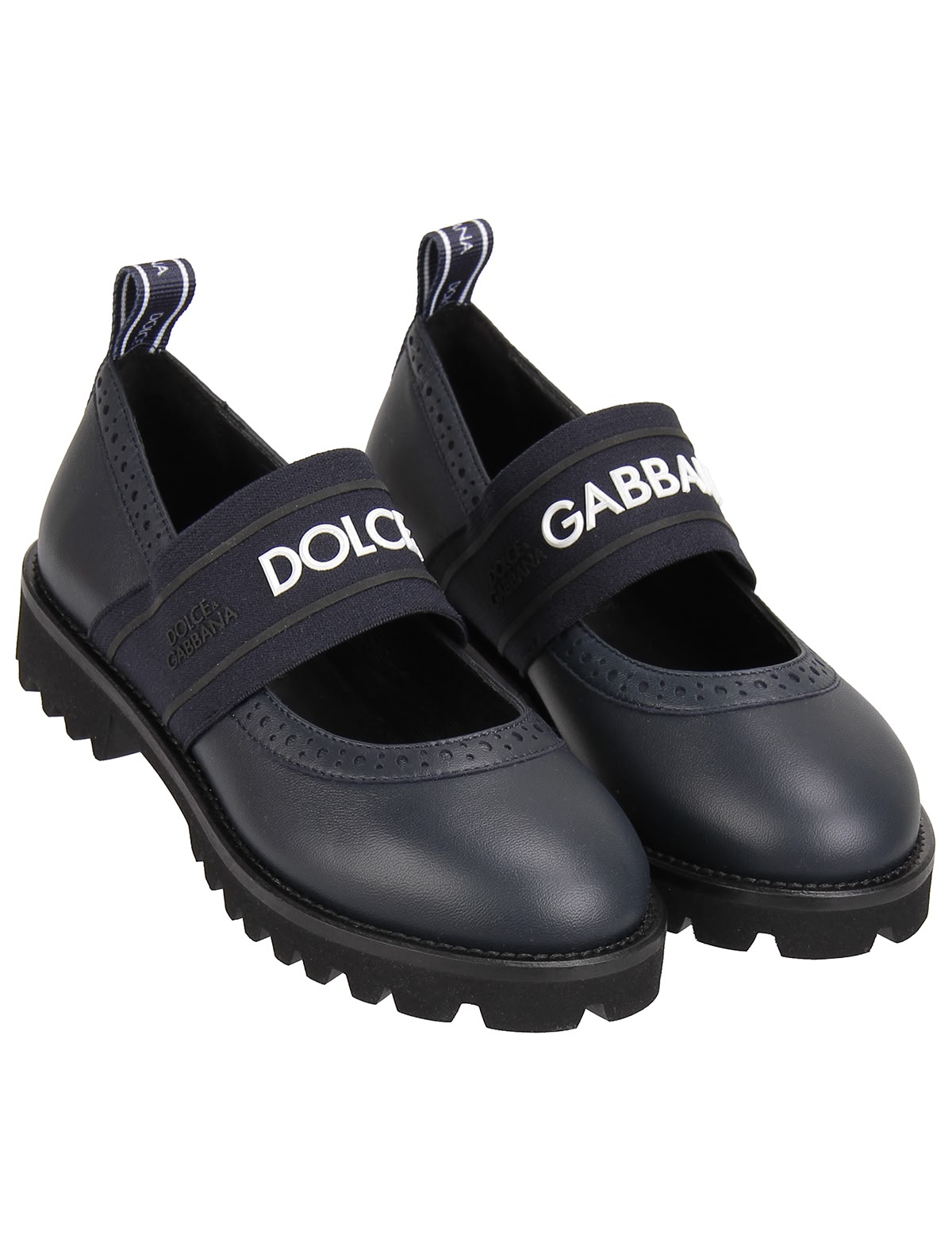 Синие балетки из кожи