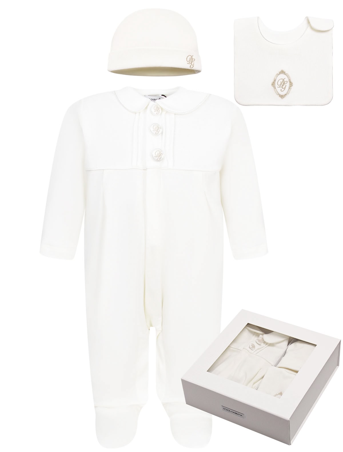 Комплект из комбинезона, слюнявчика и шапочки