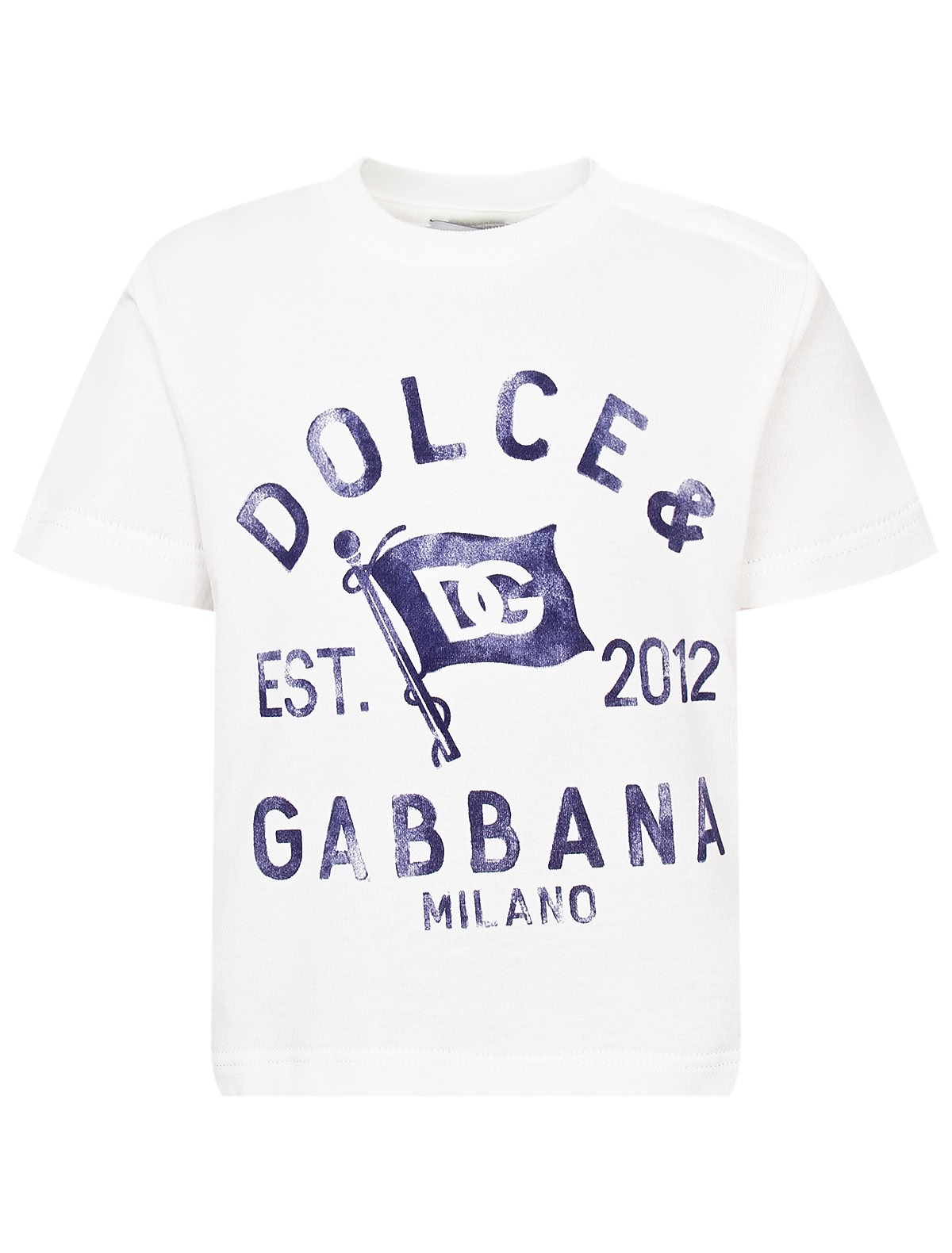 Белая футболка с принтом флаг