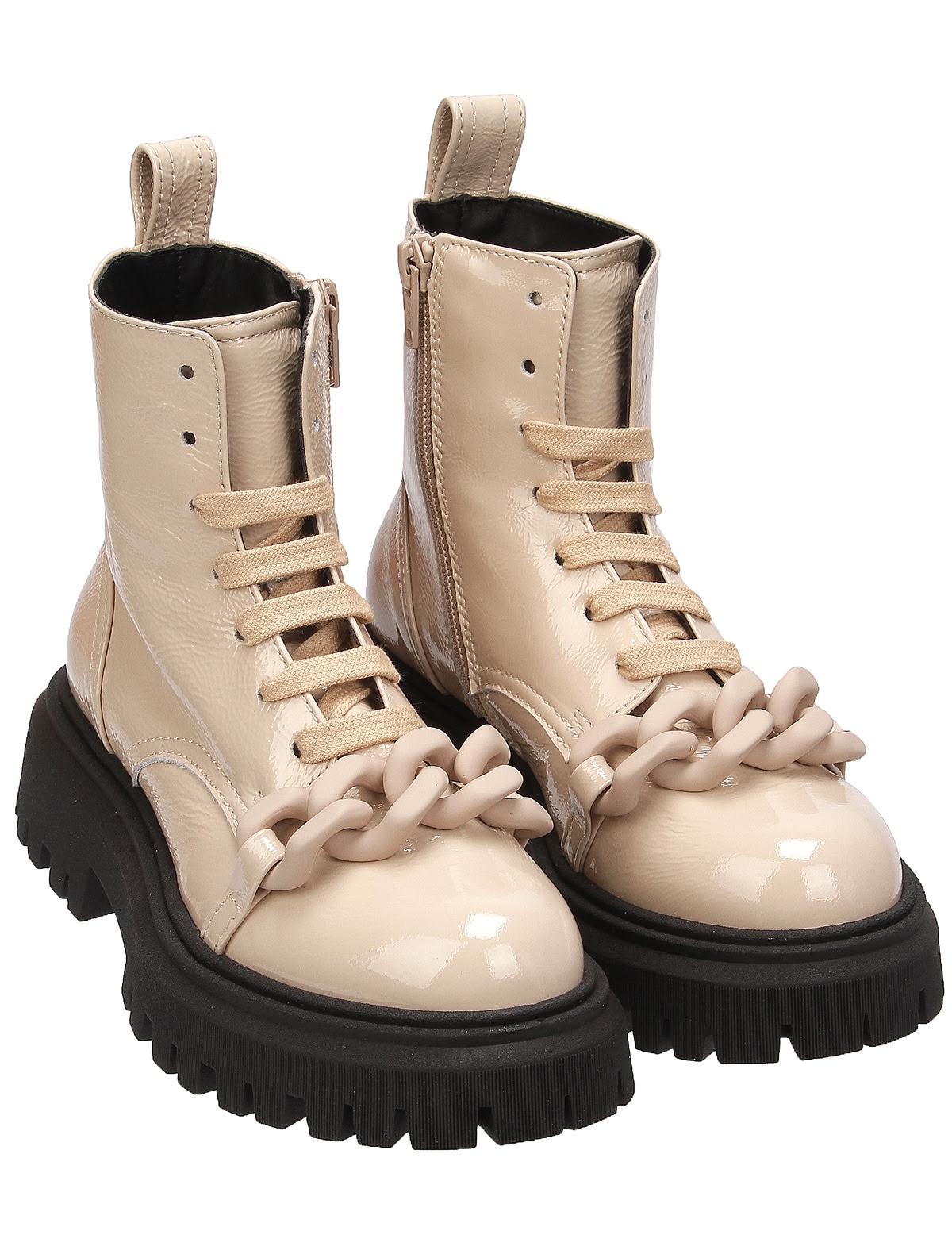 Высокие ботинки декорированные цепью