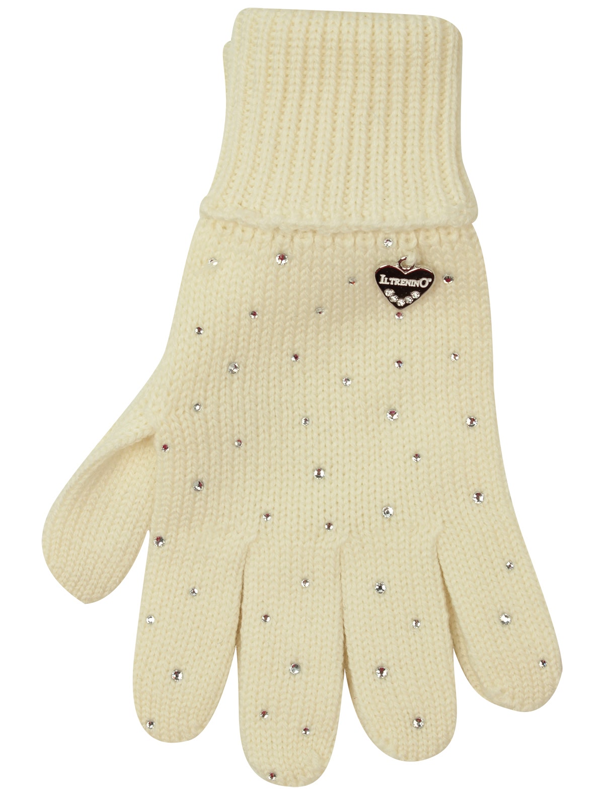кремовые Перчатки из шерсти украшенные стразами