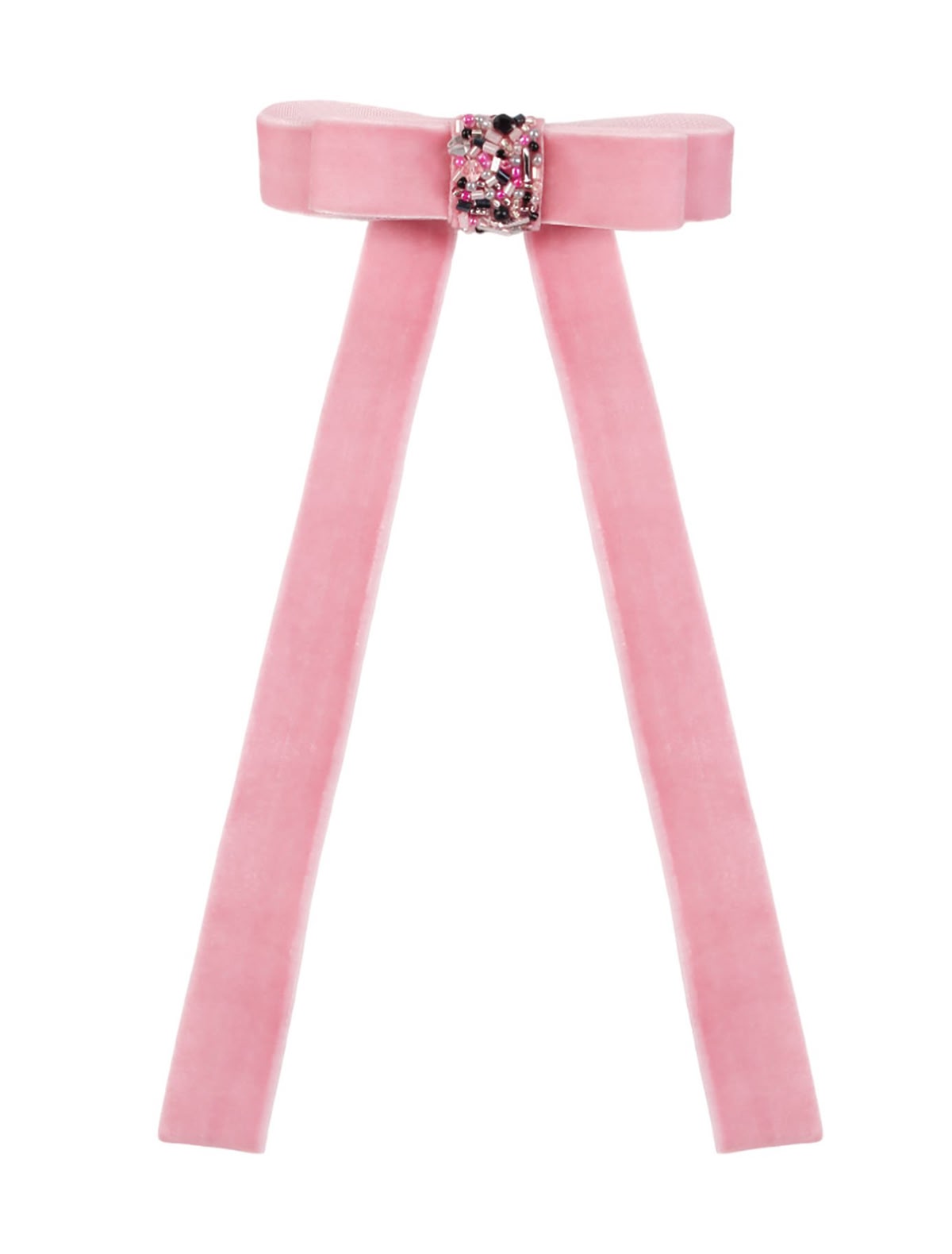 Розовая заколка-автомат из бархата