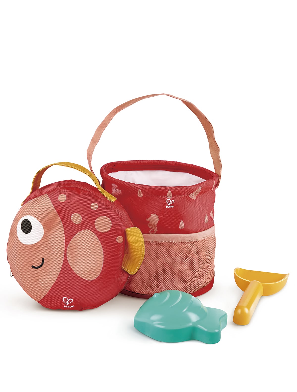 Складное ведерко - сумочка для пляжа "Рыбка", с лопаткой и формочкой