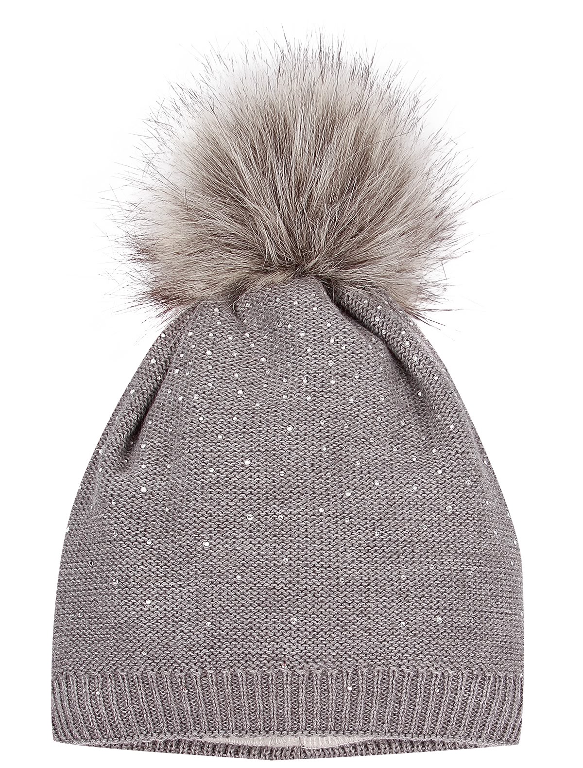 Шапка с помпоном и стразами