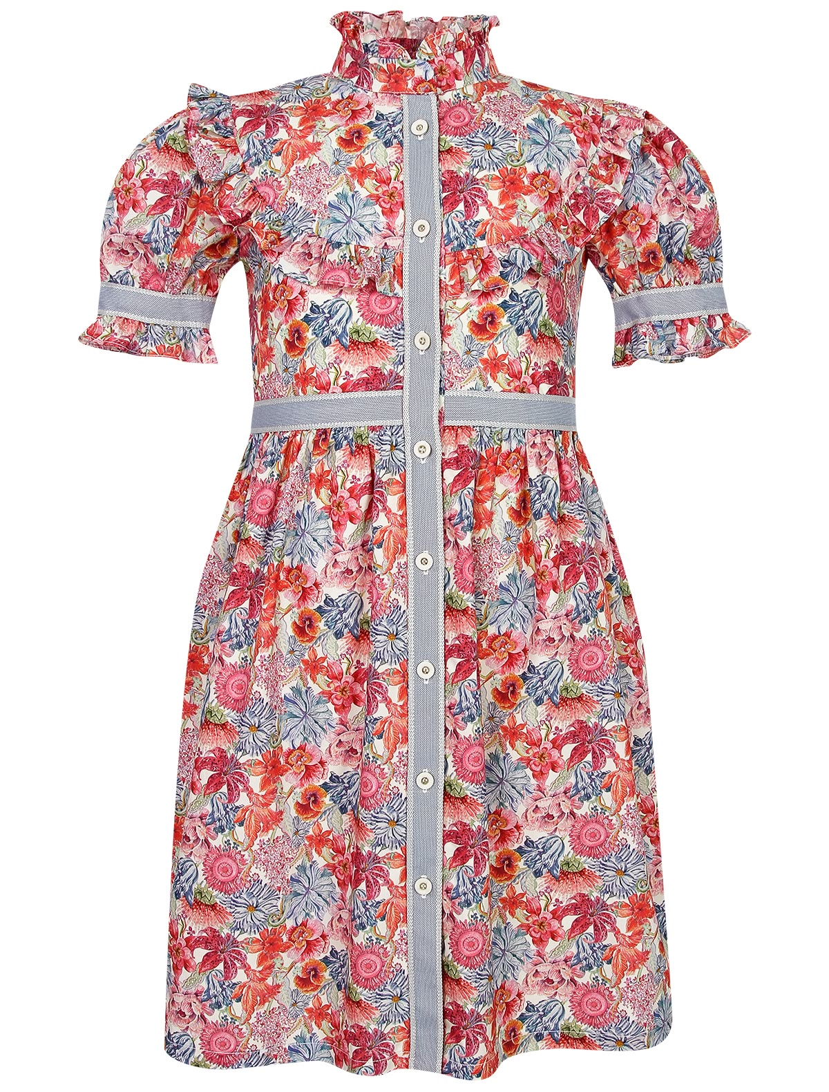 Платье с воротником-стойкой