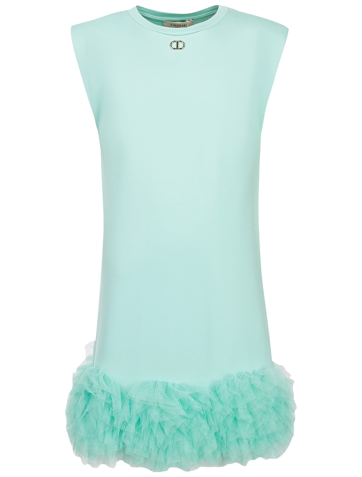 Мятное платье с оборками по низу